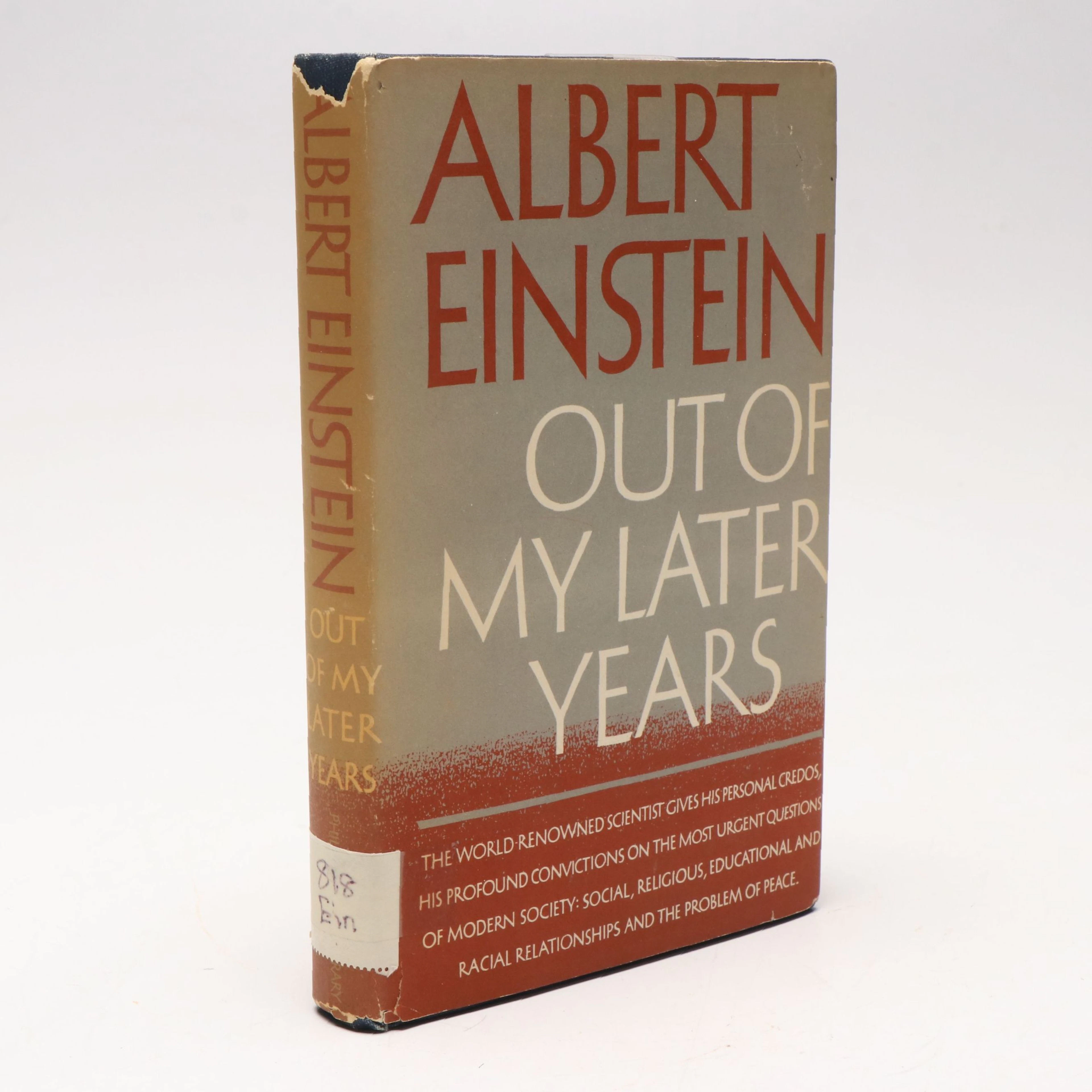 First Edition "Out of My Later Years" by Albert Einstein, 1950