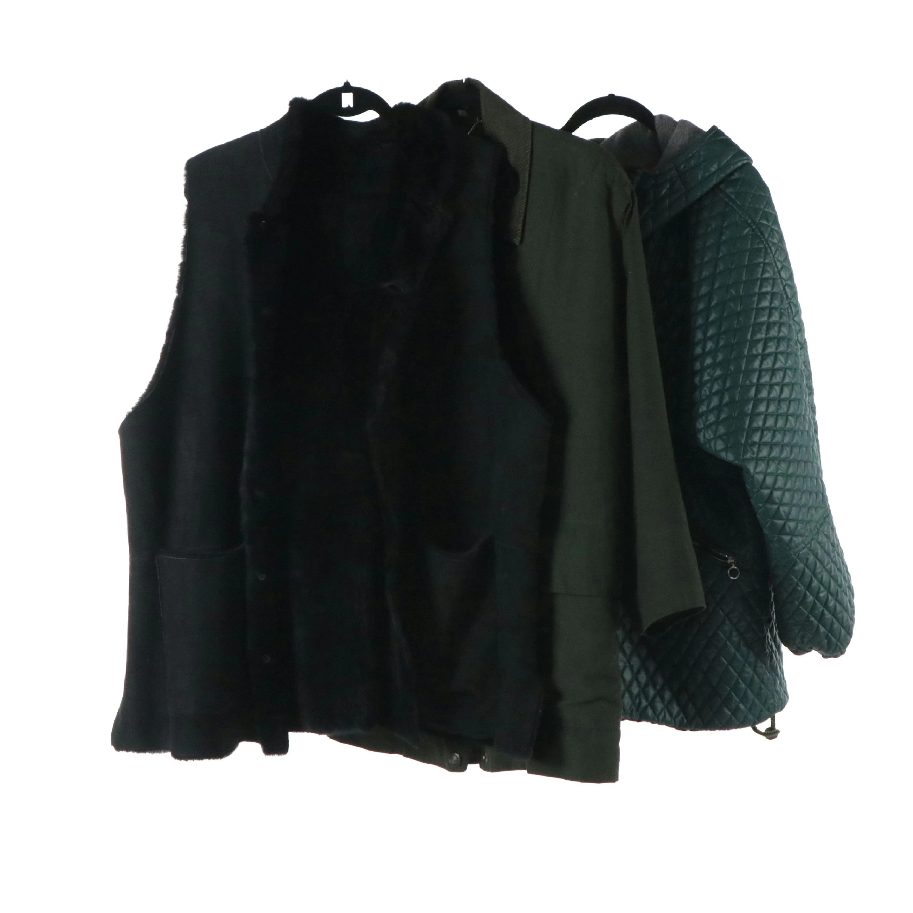 Eskander Leather/Shearling Vest, Viyella Wool Blend & Post Card Zip Jackets