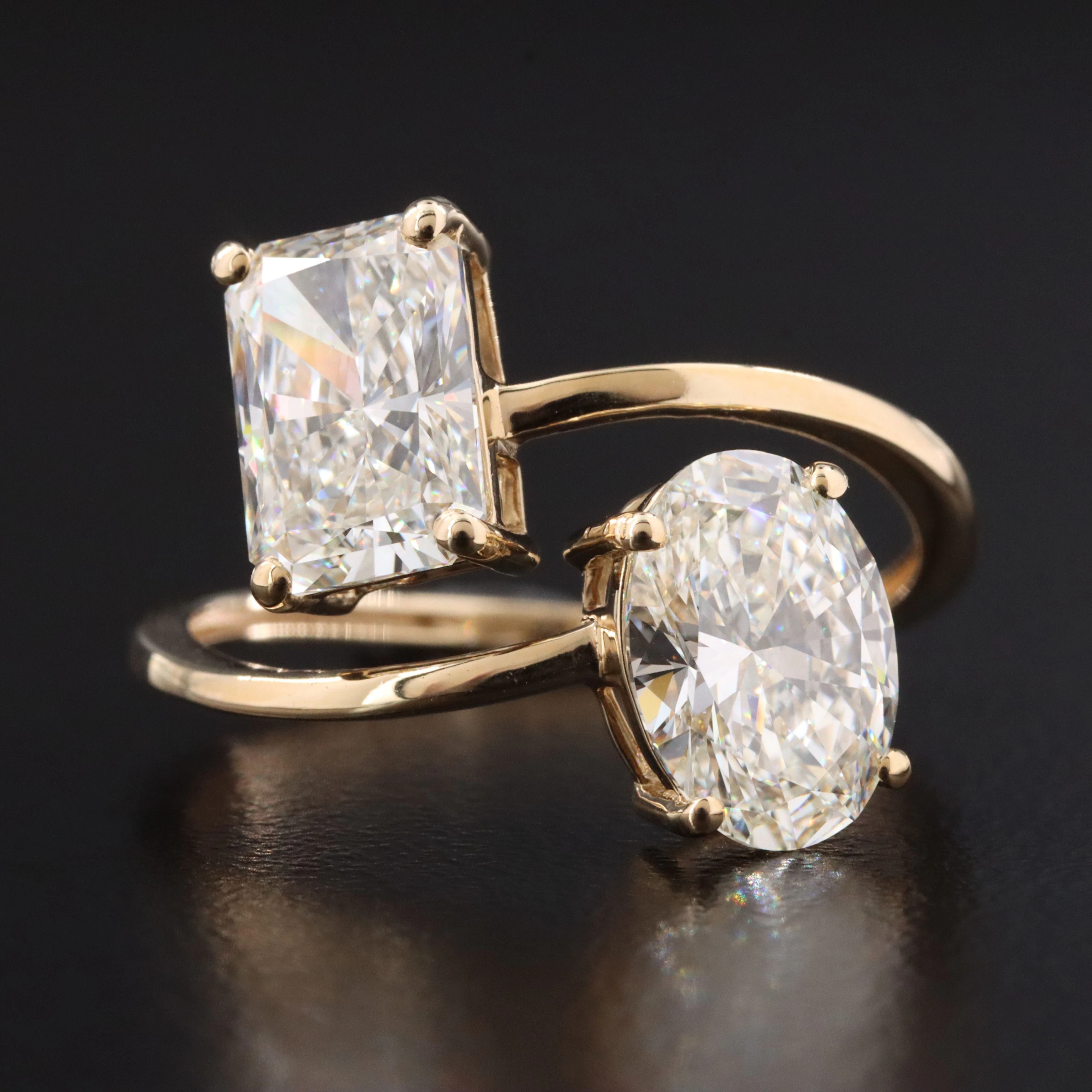 14K 3.21 CTW Lab Grown Diamond Bypass Ring with IGI Reports