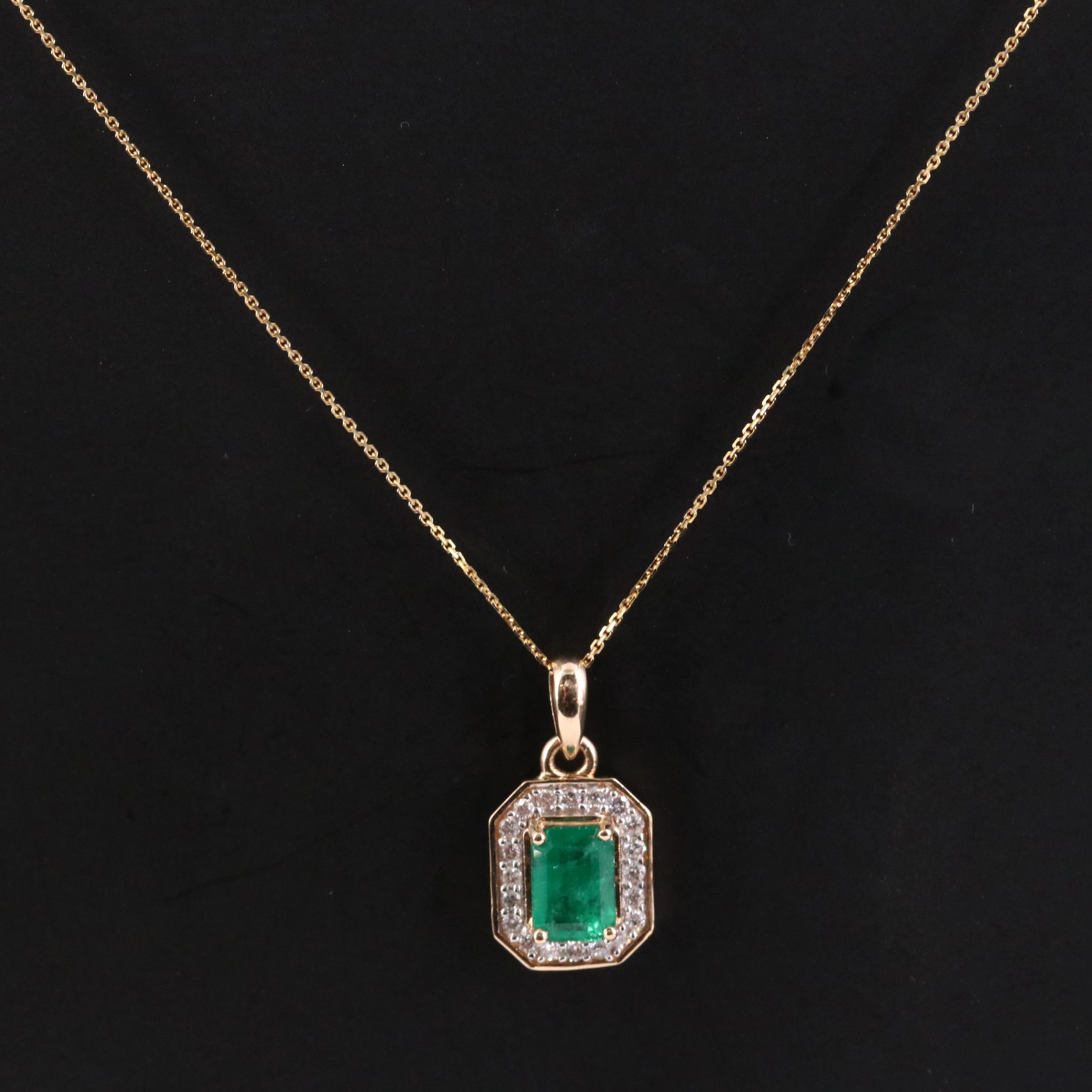 14K 1.04 CT Emerald and Diamond Pendant Necklace with IGI Jewelry Report