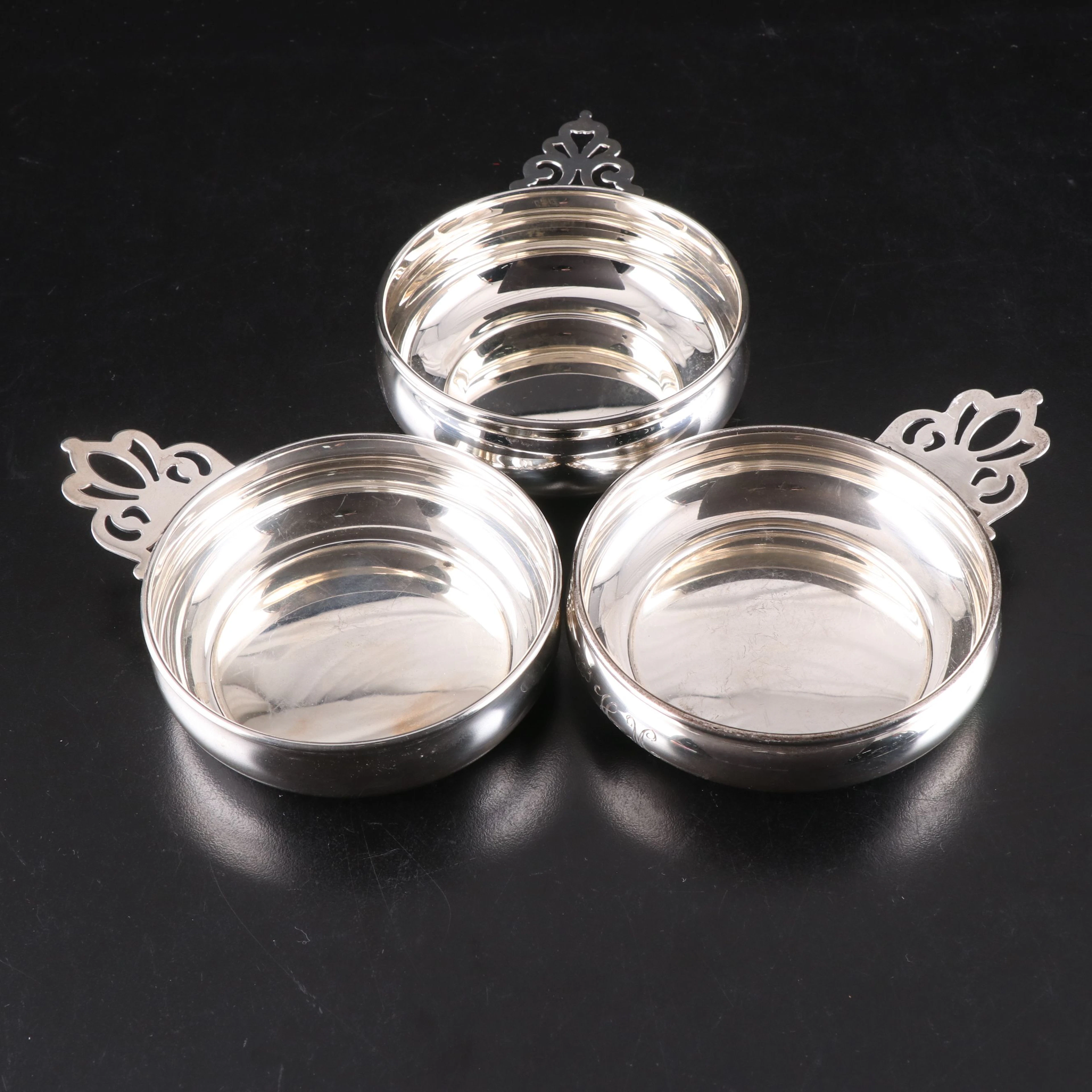 Lunt and Other Sterling Silver Handled Porringers, Mid to Late 20th Century
