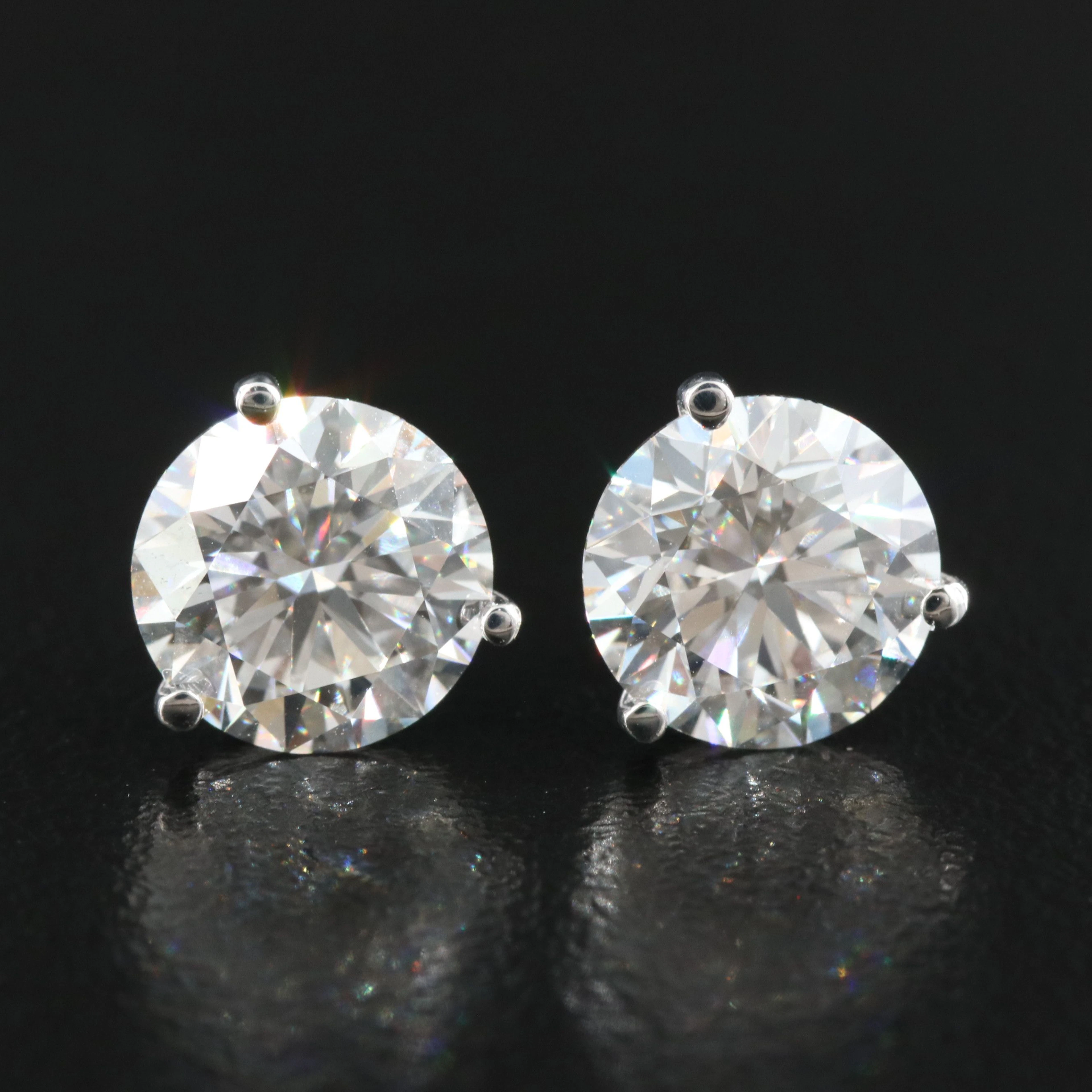 14K 2.99 CTW Lab Grown Diamond Solitaire Earrings with IGI Reports