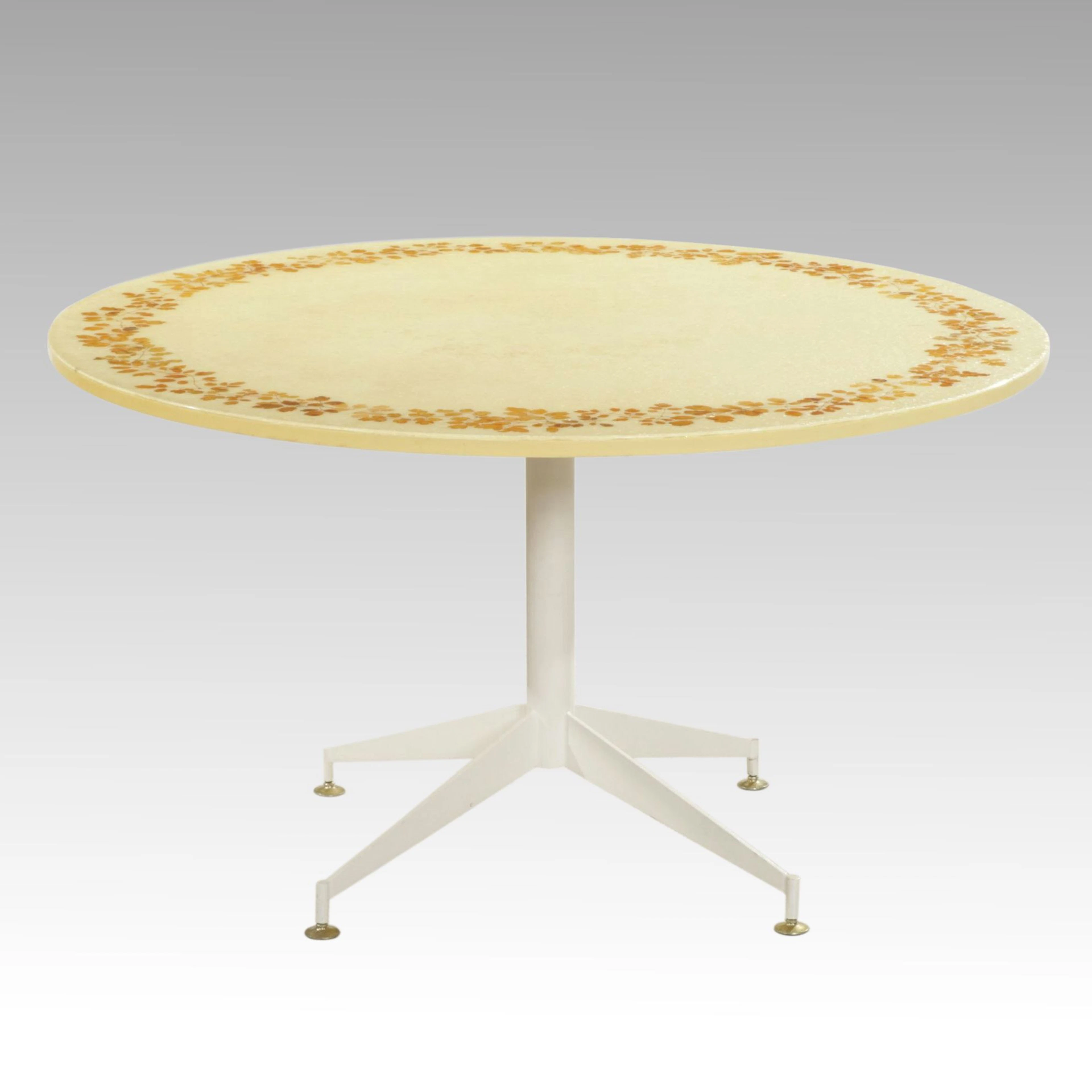 Mid Century Modern Pedestal Dining Table with Iridescent Glitter Flakes