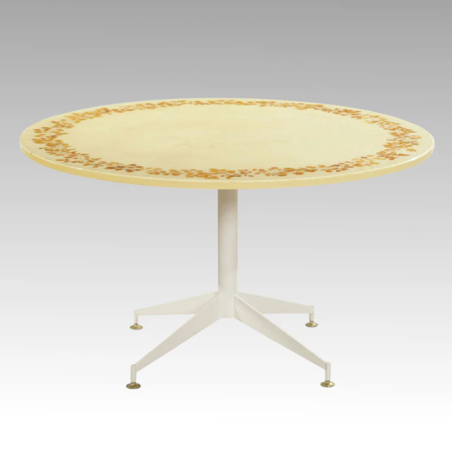 Mid Century Modern Pedestal Dining Table with Iridescent Glitter Flakes