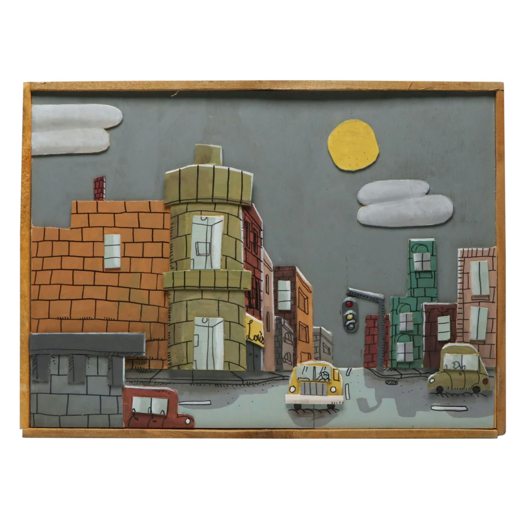 Aaron Wooten Dimensional Mixed Media Painting "Bucktown," 2025