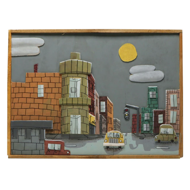Aaron Wooten Dimensional Mixed Media Painting "Bucktown," 2025