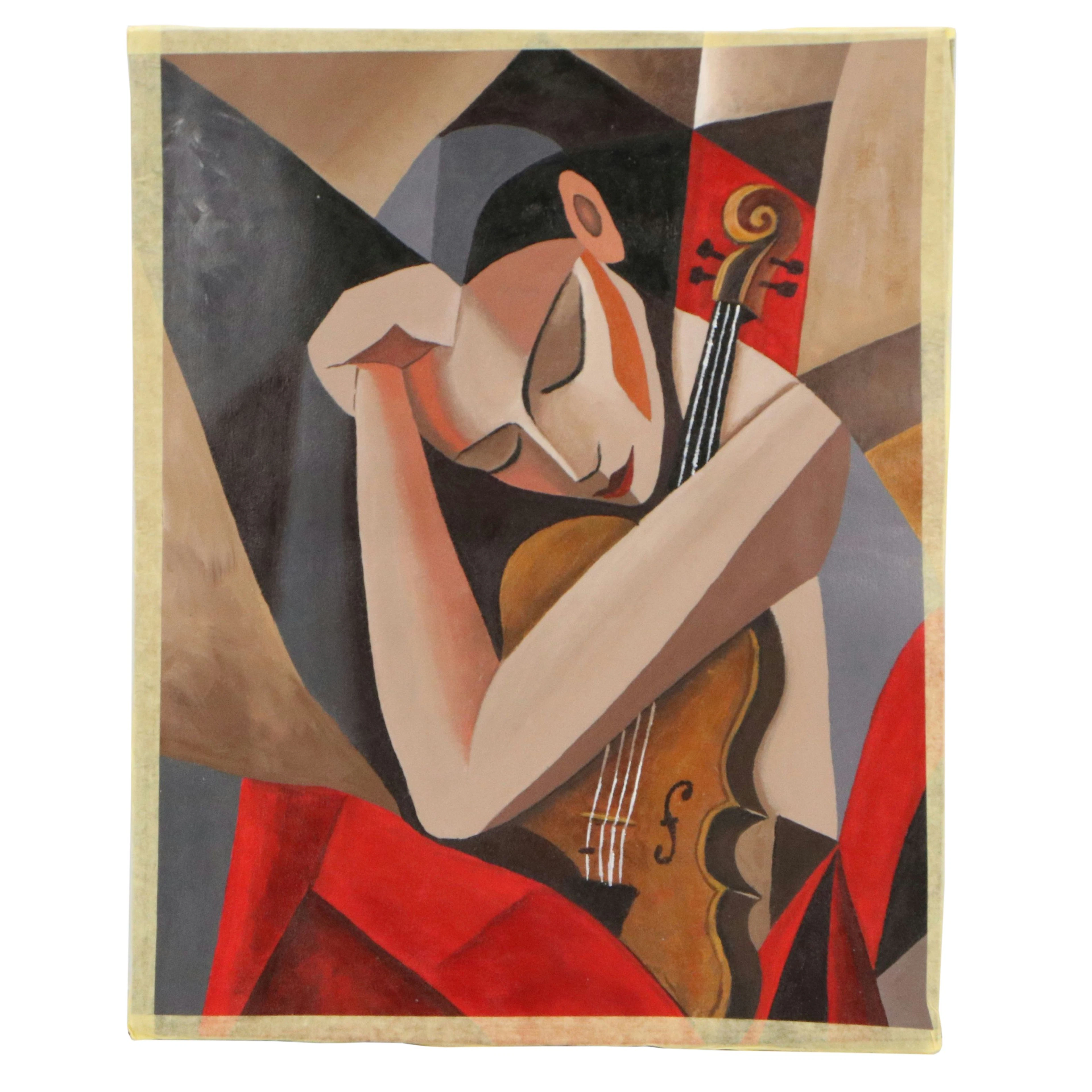 Oluwakemi Omowaire Acrylic Painting "The Violinist," 21st Century