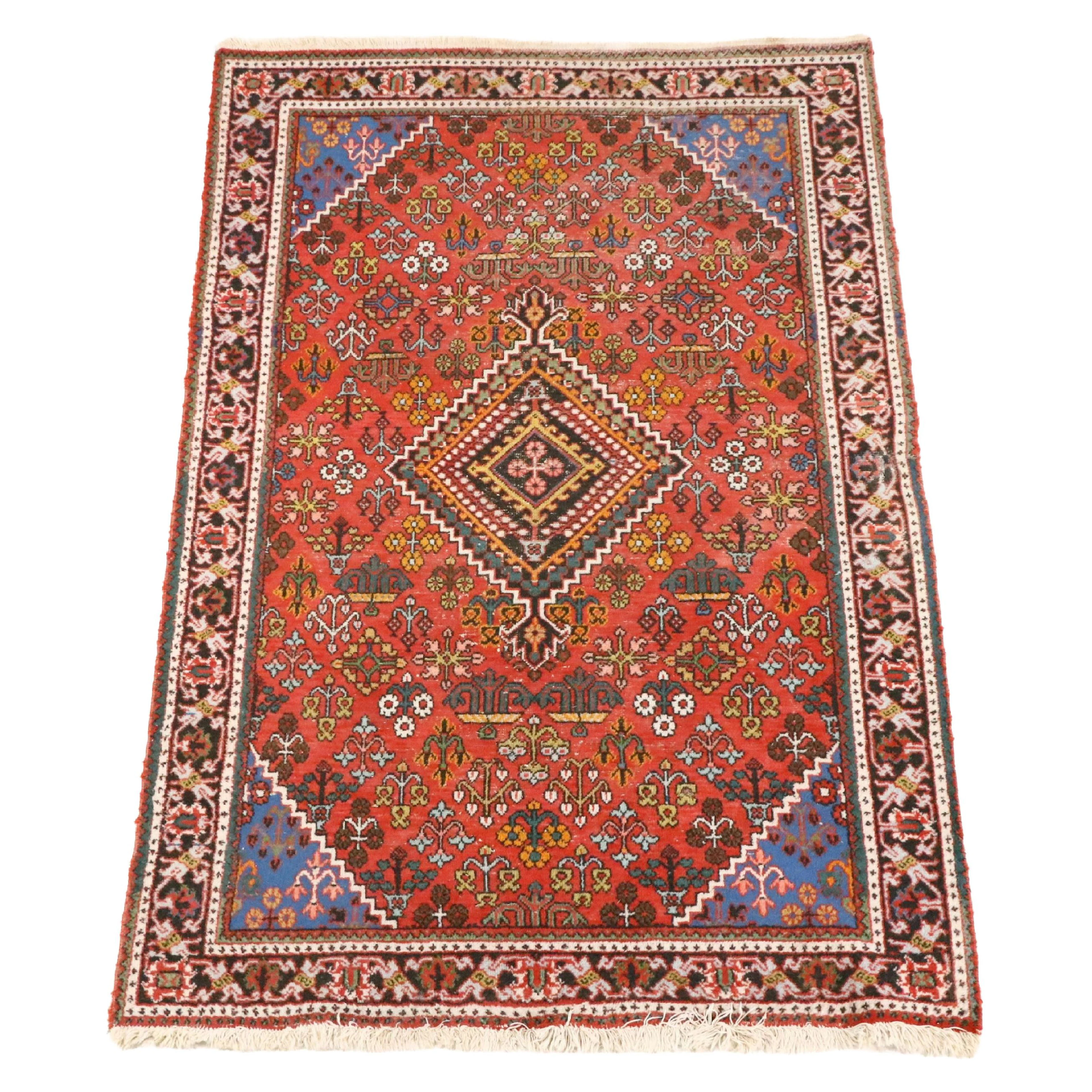 4'3 x 7' Hand-Knotted Persian Josheqan Area Rug