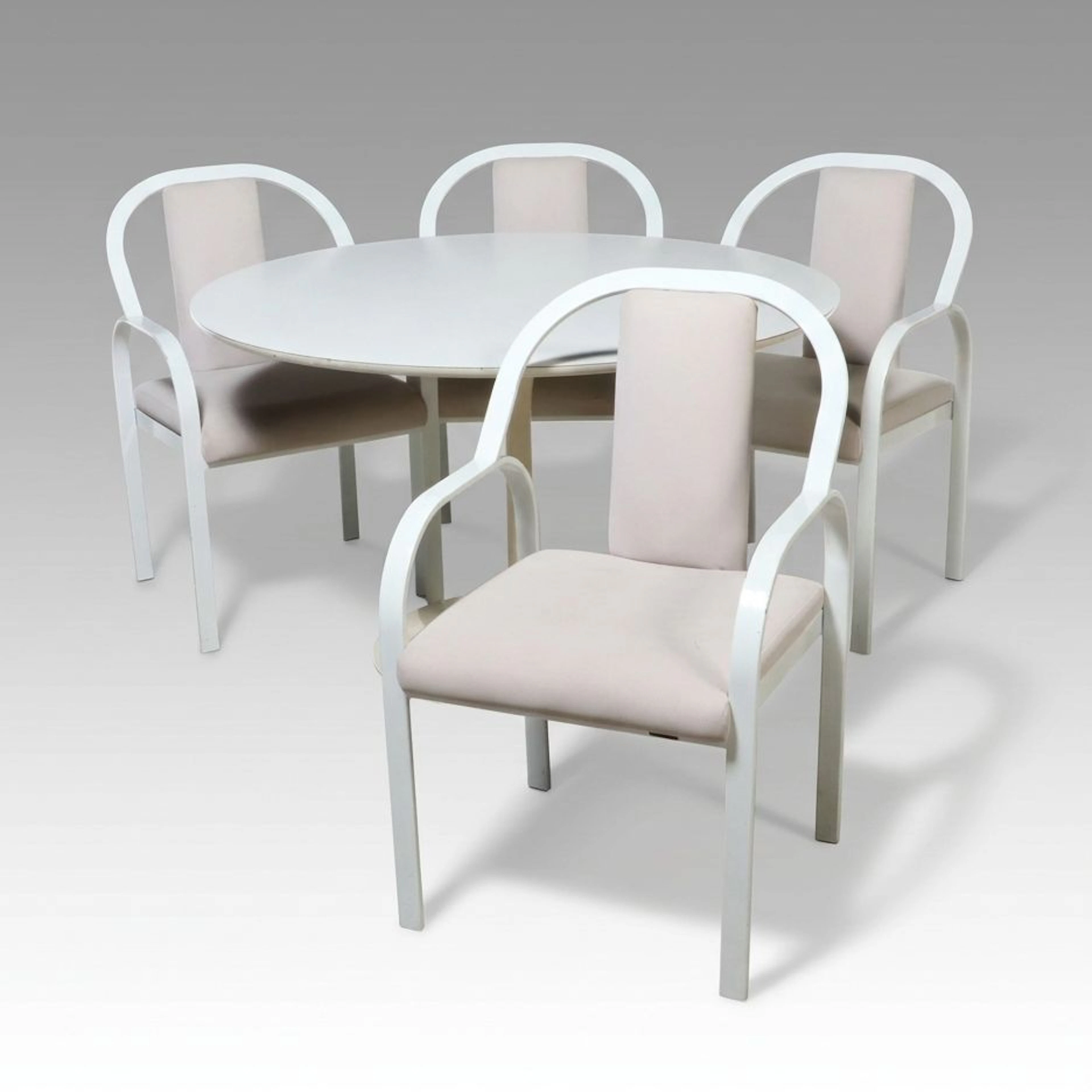 Burke Eero Saarinen Style Tulip Dining Table with Pastel Furniture