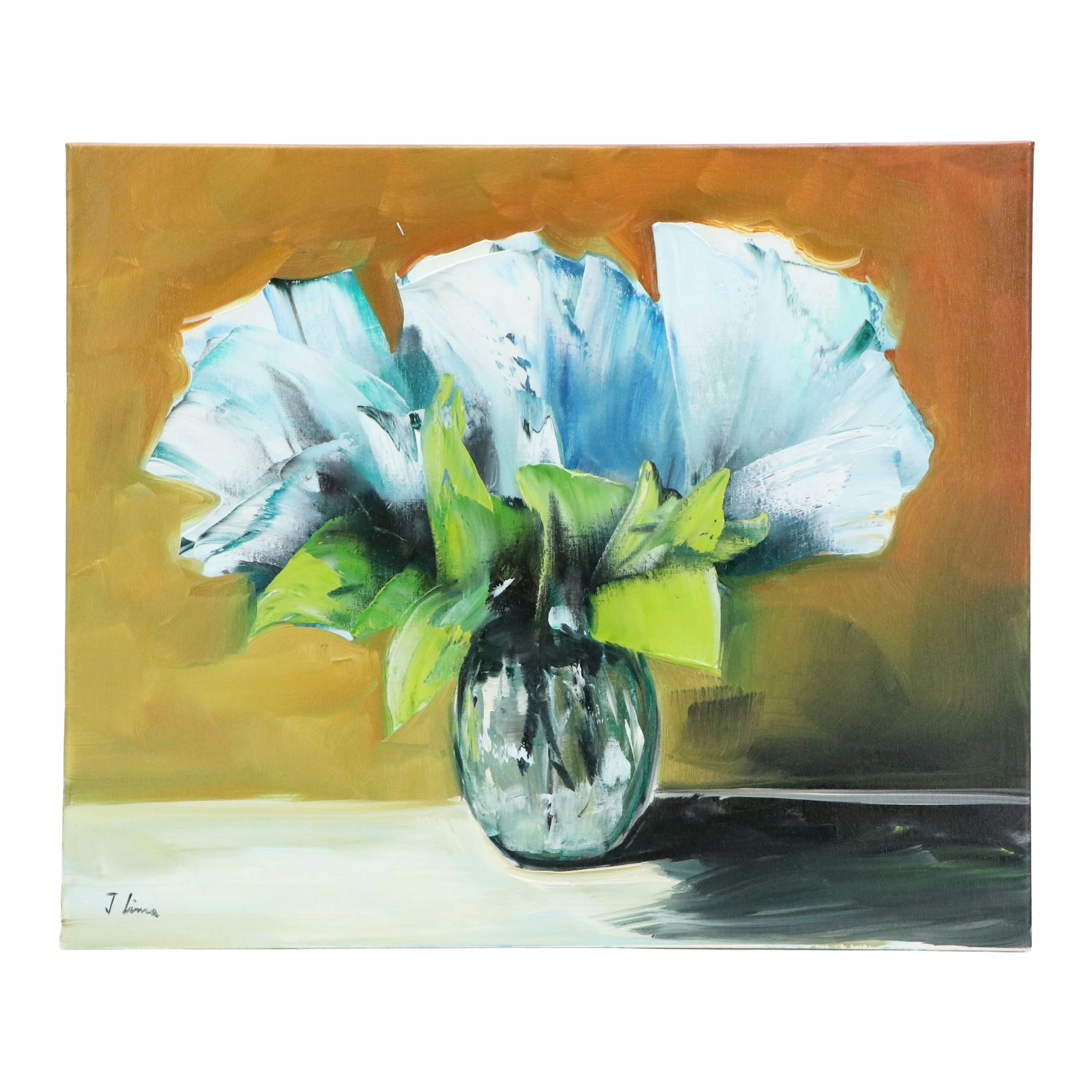 José M. Lima Still Life Oil Painting of Flower Arrangement, 2026