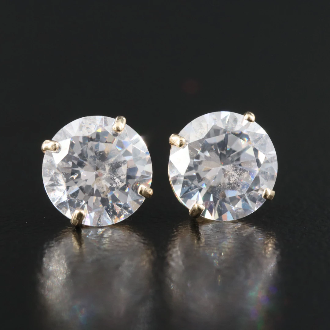 14K CZ Solitaire Earrings