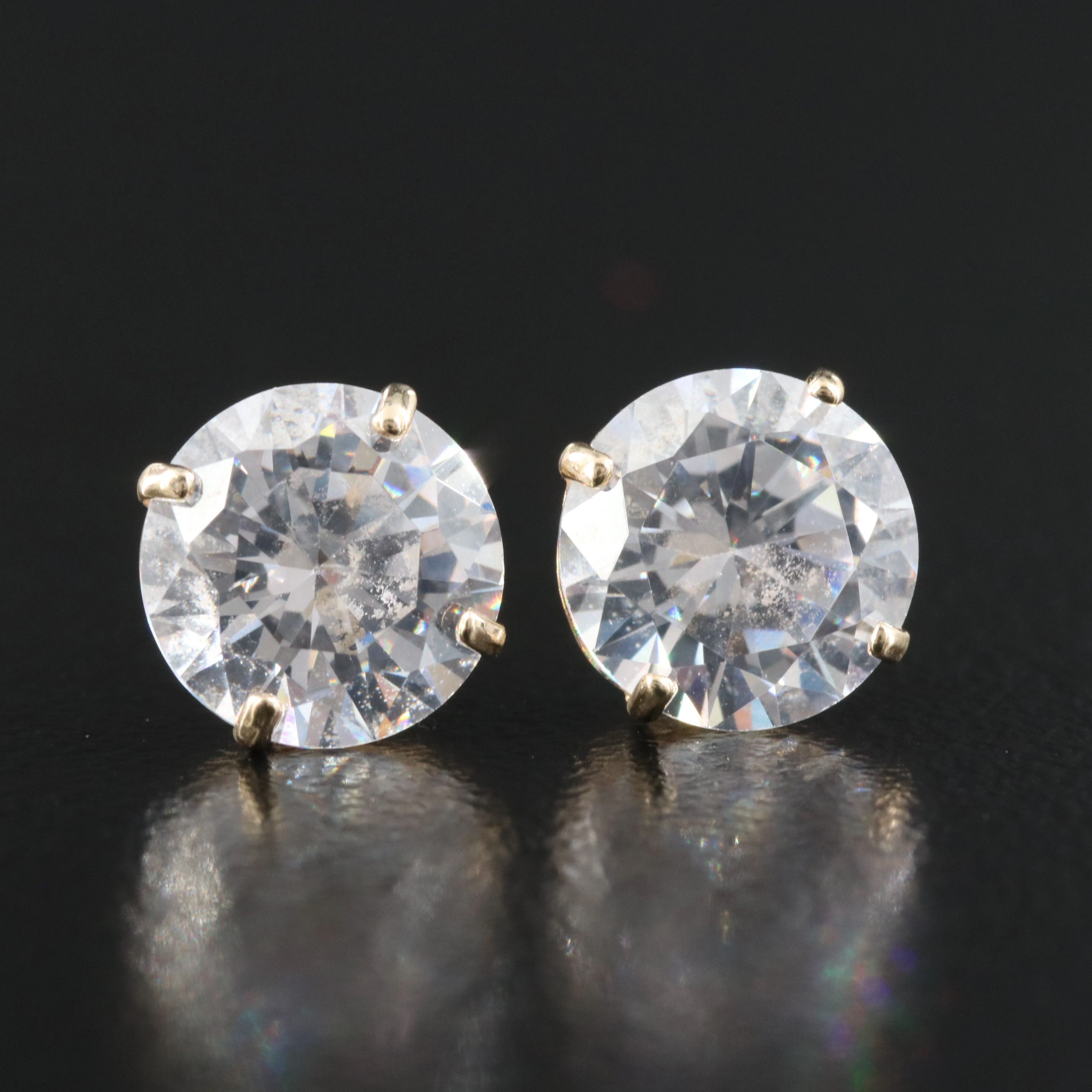 14K CZ Solitaire Earrings