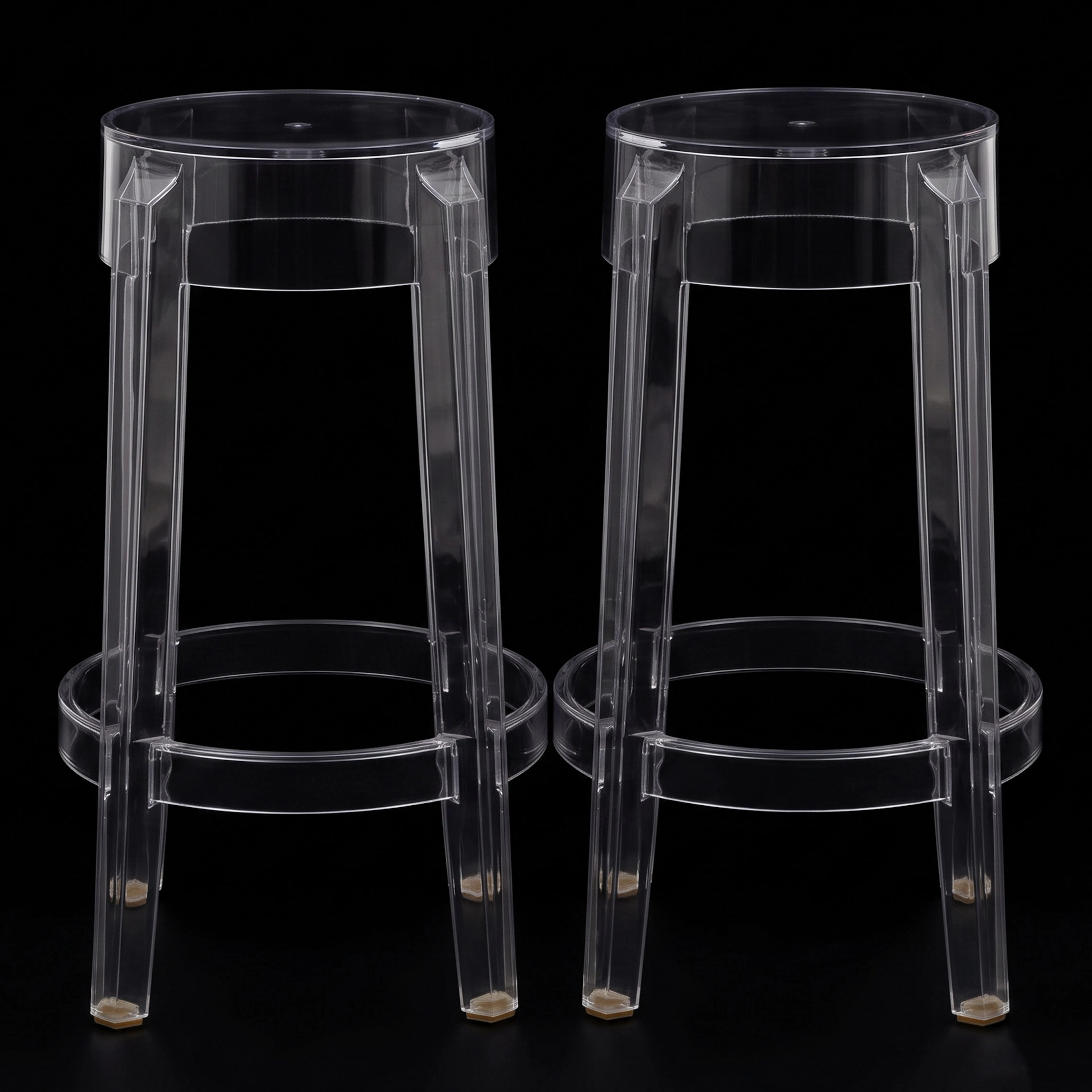 Pair of Philippe Starck for Kartell Charles Ghost Clear Plastic Stools