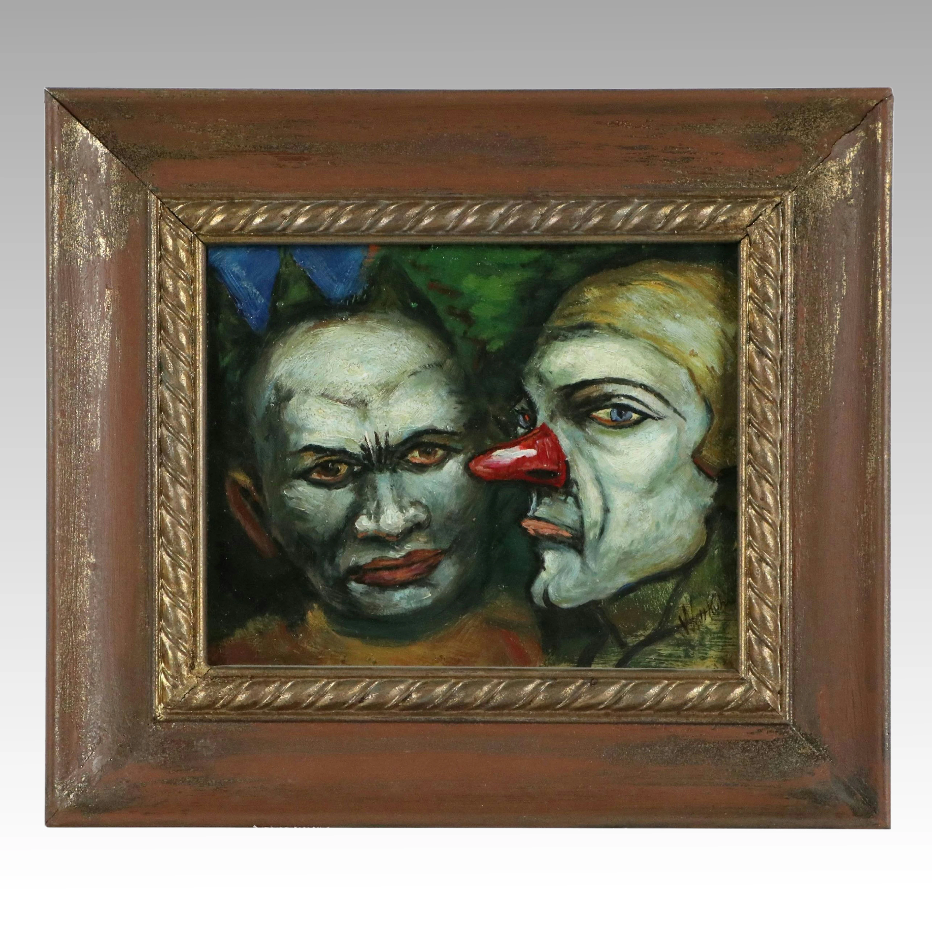 Walt Kuhn Oil Study for "Two Clowns," circa 1940