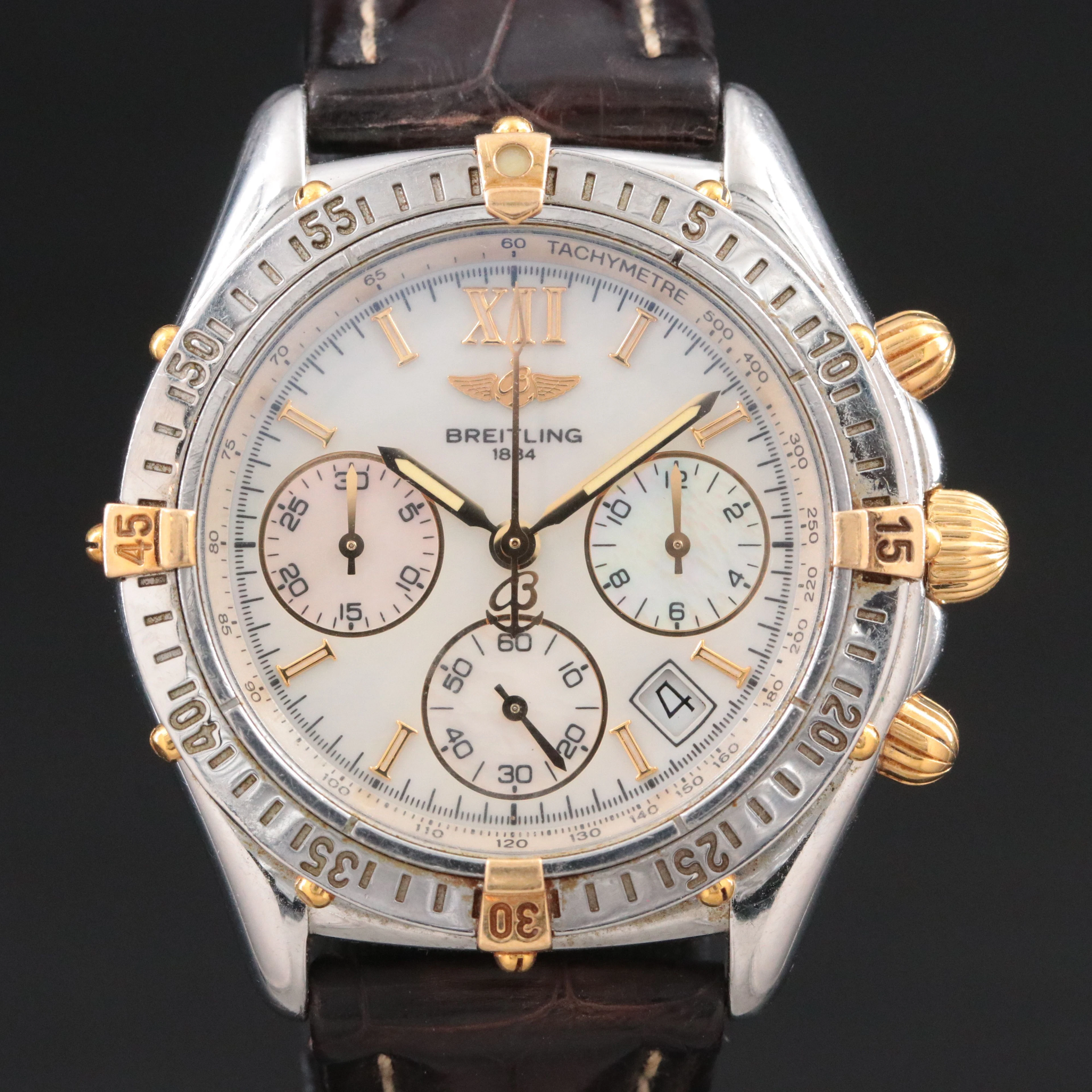 Breitling Windrider "Jetstream" Chrono 18K & Steel M.O.P. Dial Quartz Watch