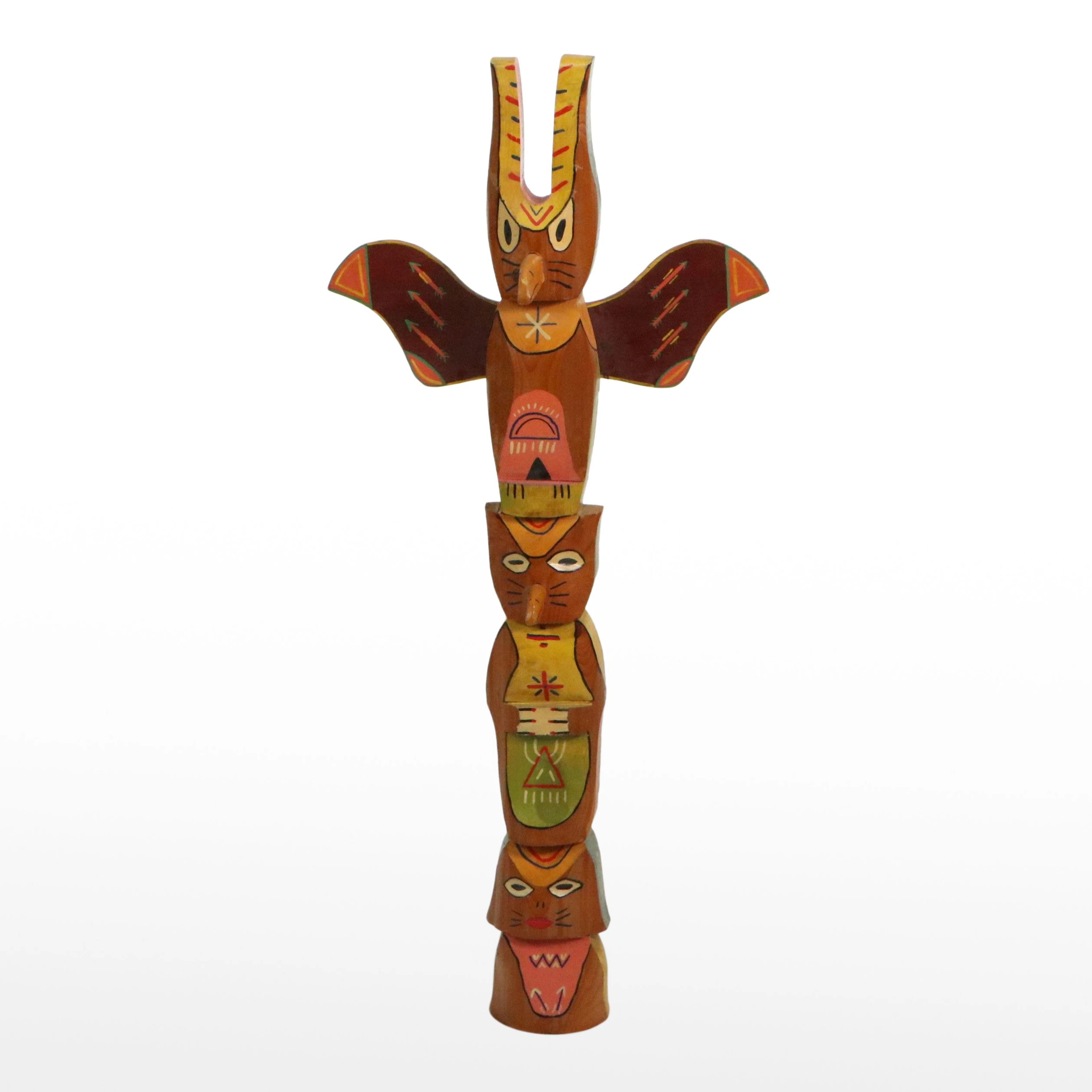 Native American Folk Art Style Souvenir Wall Hanging Totem Pole
