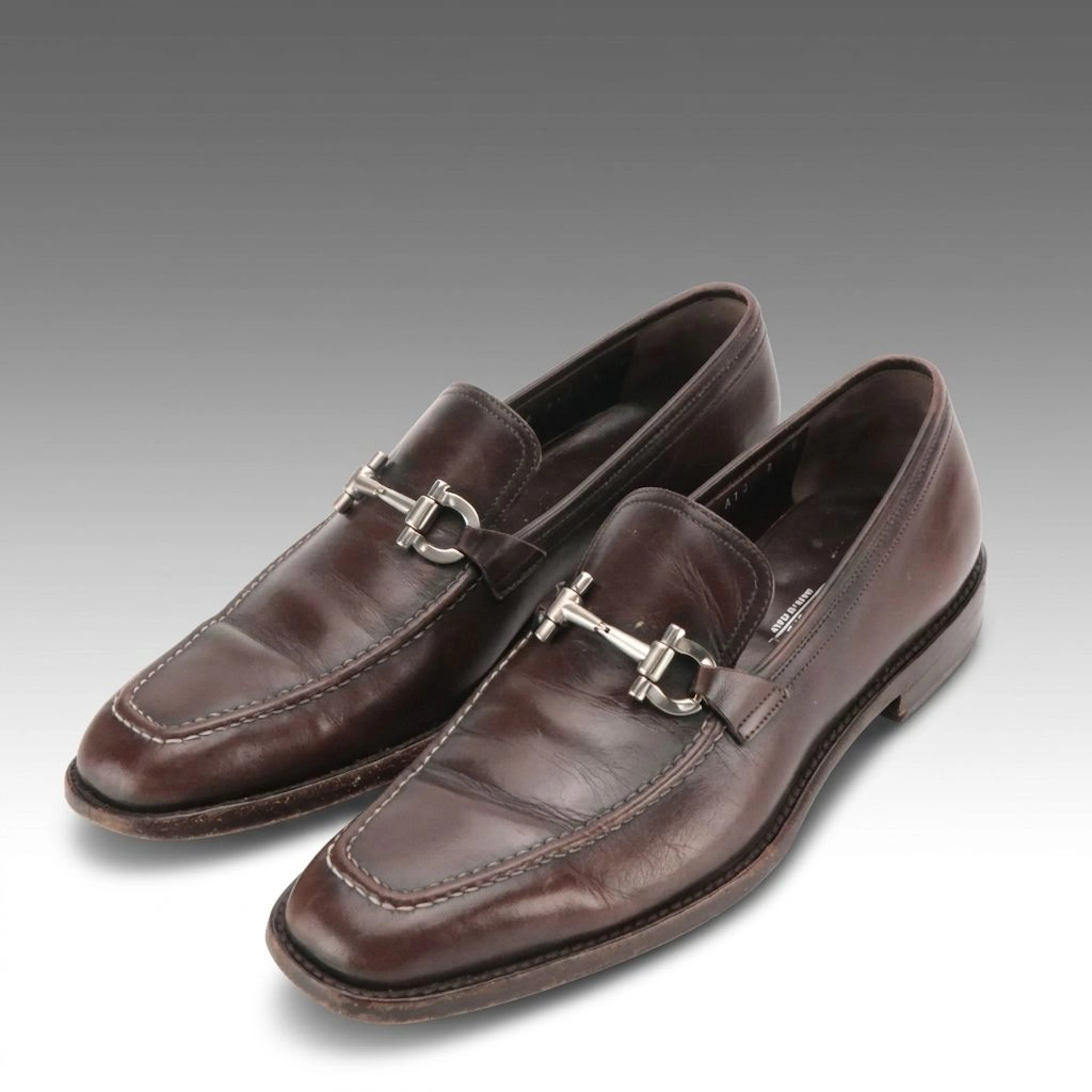 Men's Salvatore Ferragamo Brown Leather Gancini Bit Loafers