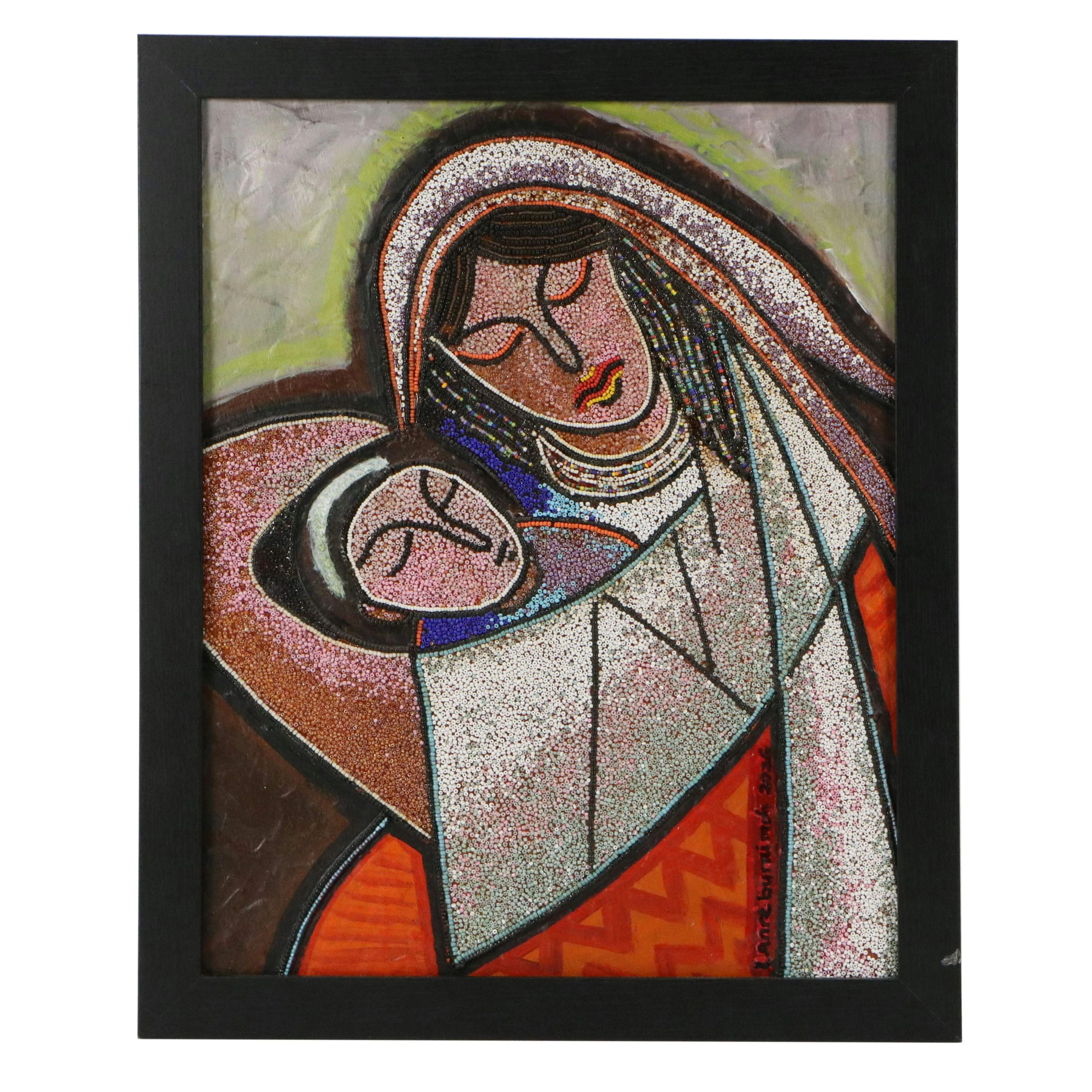 Lanre Buraimoh Mixed Media of Mother and Child, 2026