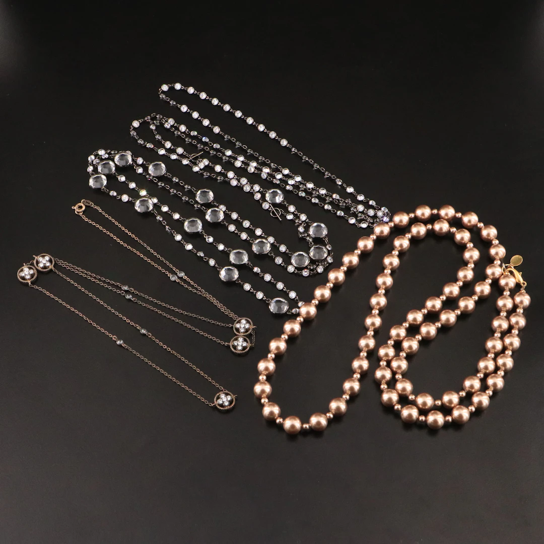 Crystal and Faux Pearl Necklace Collection Featuring Lorren Bell