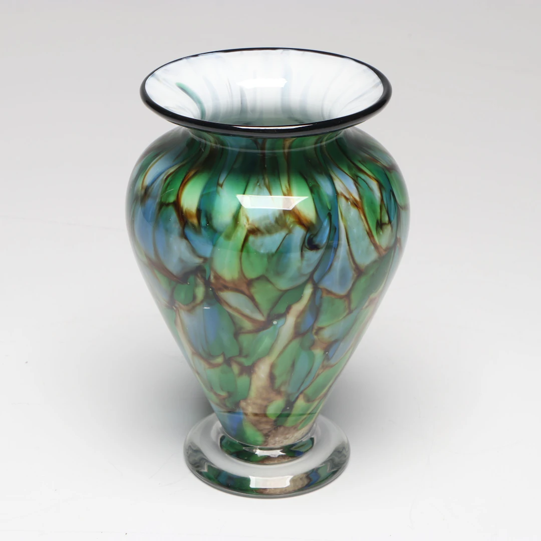 The Glass Forge Blown Art Glass Squat Vase, 2025