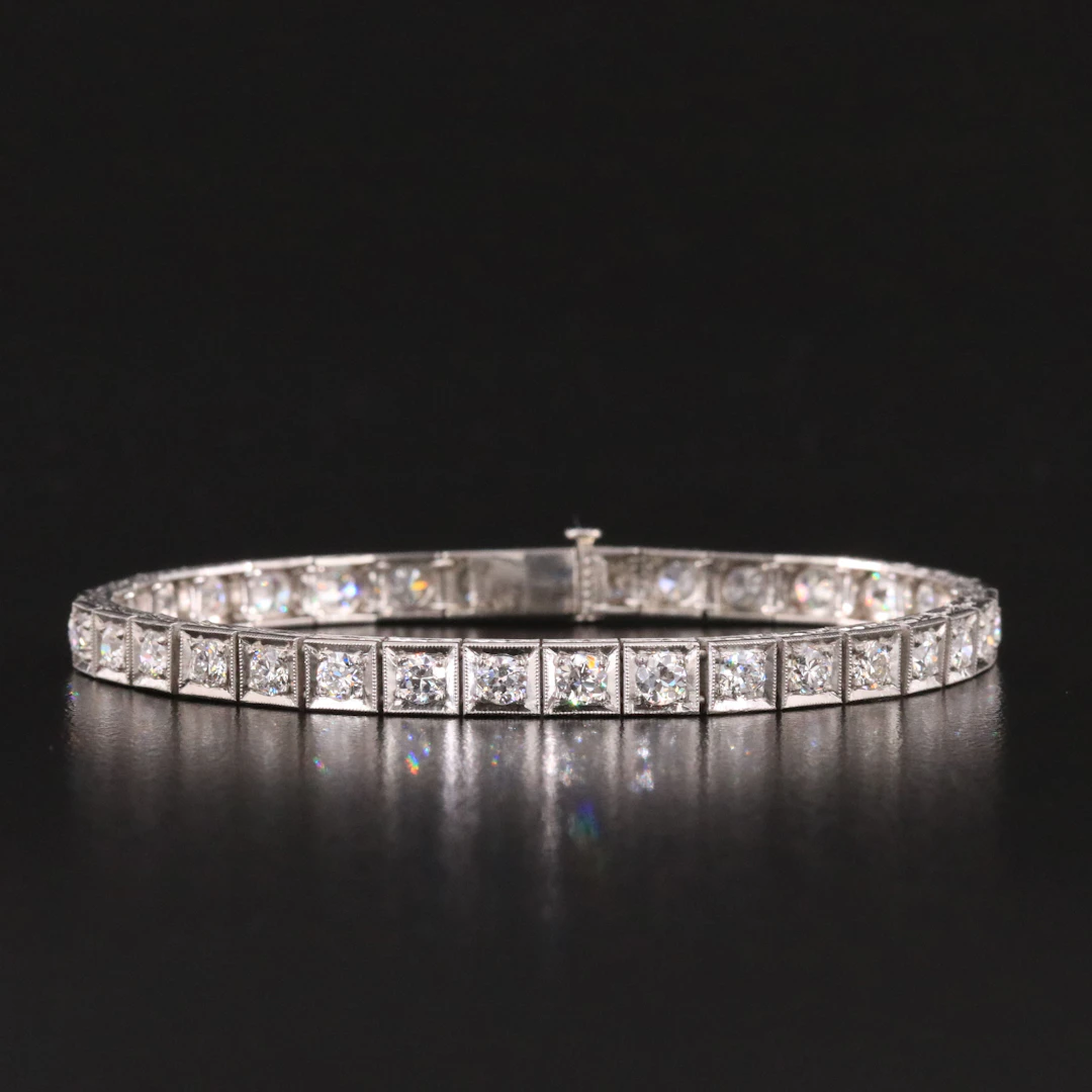 Art Deco Lambert Brothers Platinum 4.50 CTW Diamond Bracelet with Milgrain Trim