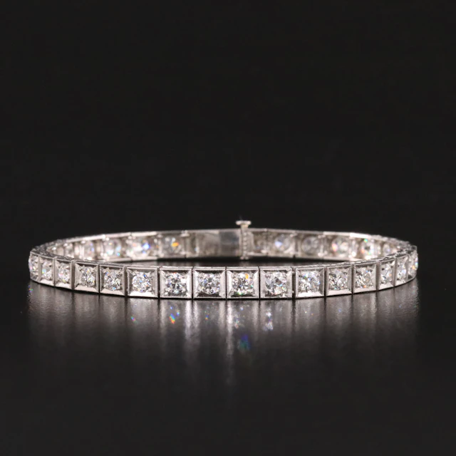 Art Deco Lambert Brothers Platinum 4.50 CTW Diamond Bracelet with Milgrain Trim