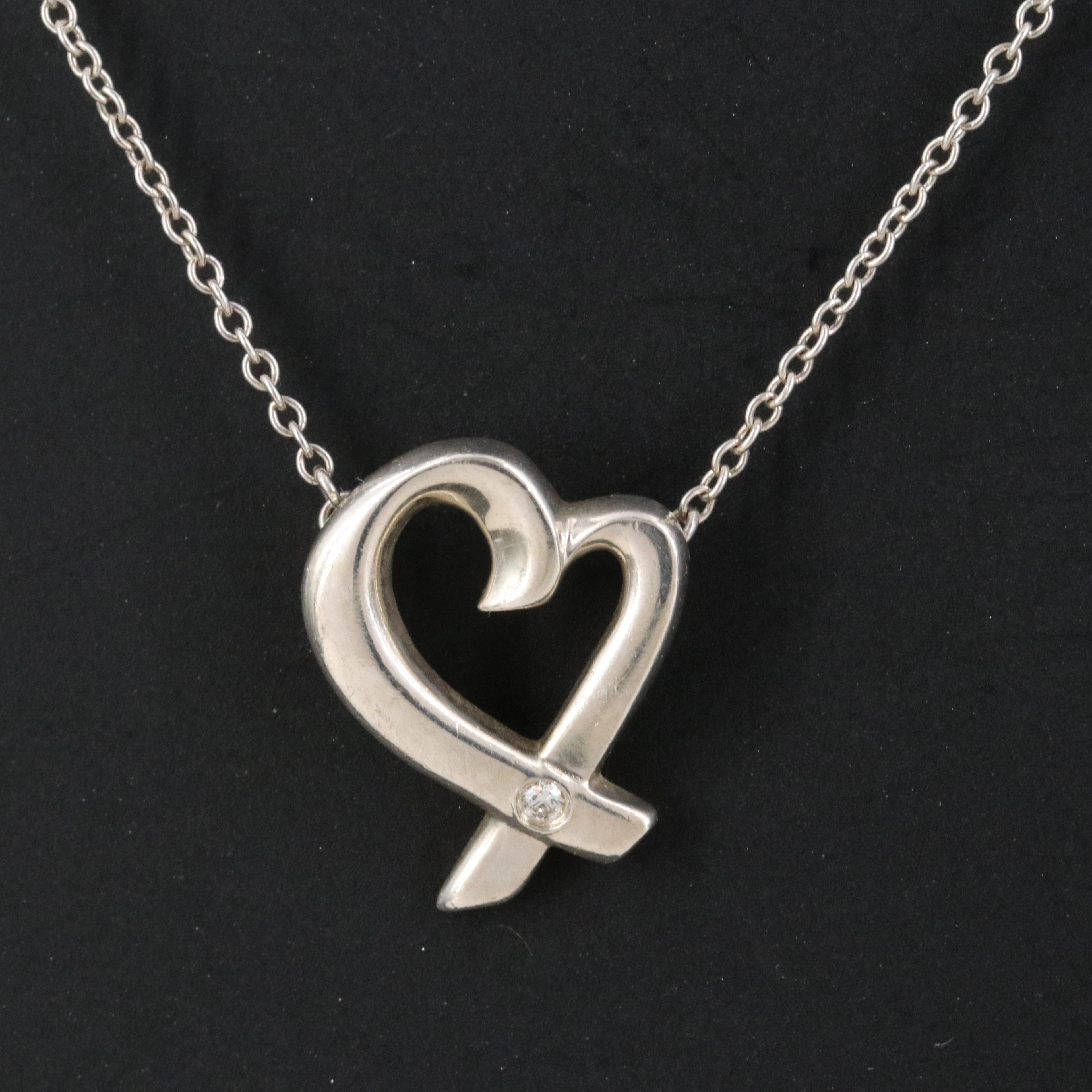 Paloma Picasso for Tiffany & Co. Sterling and Diamond Loving Heart Necklace