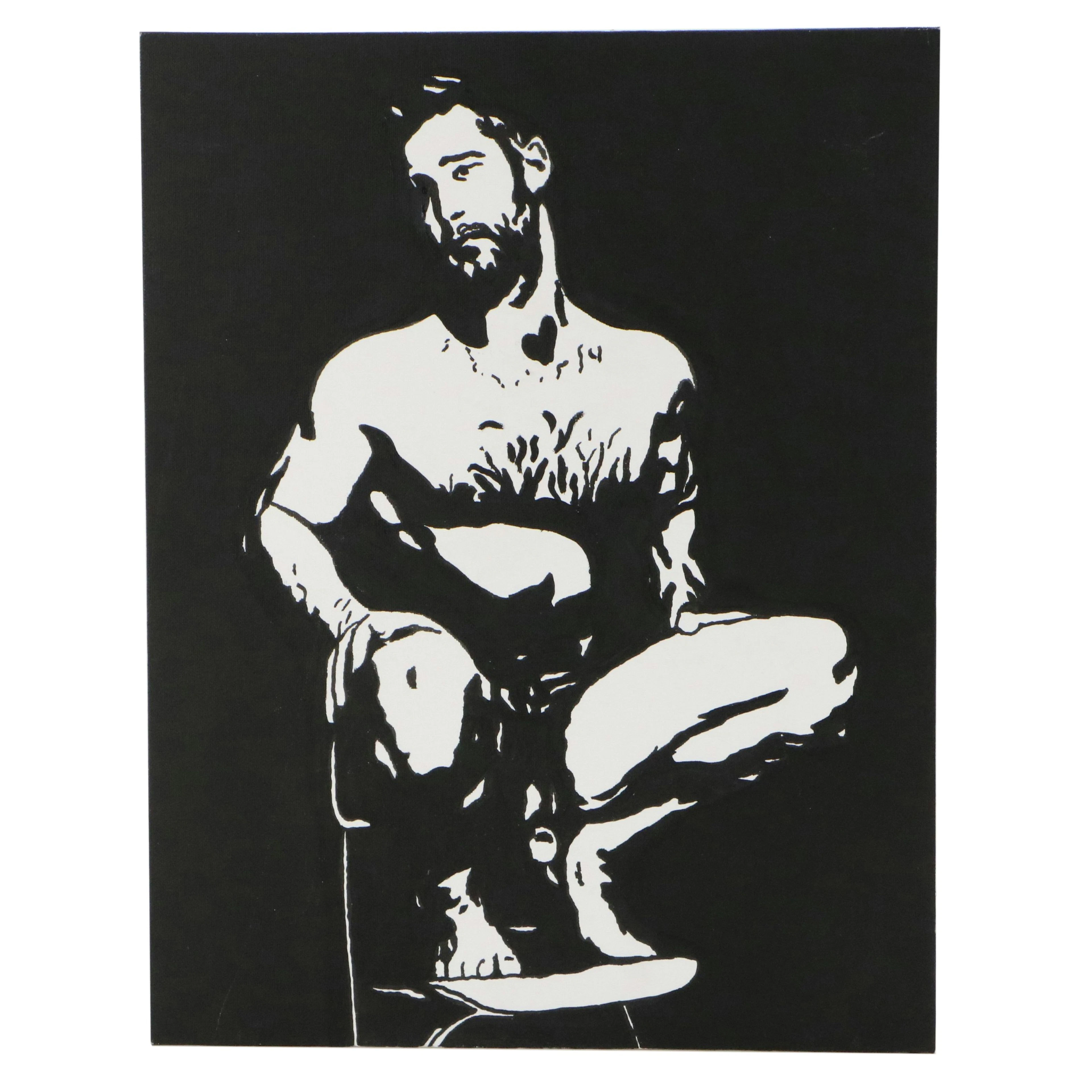 deSanto Acrylic Painting of Male Nude on Chair, 2026