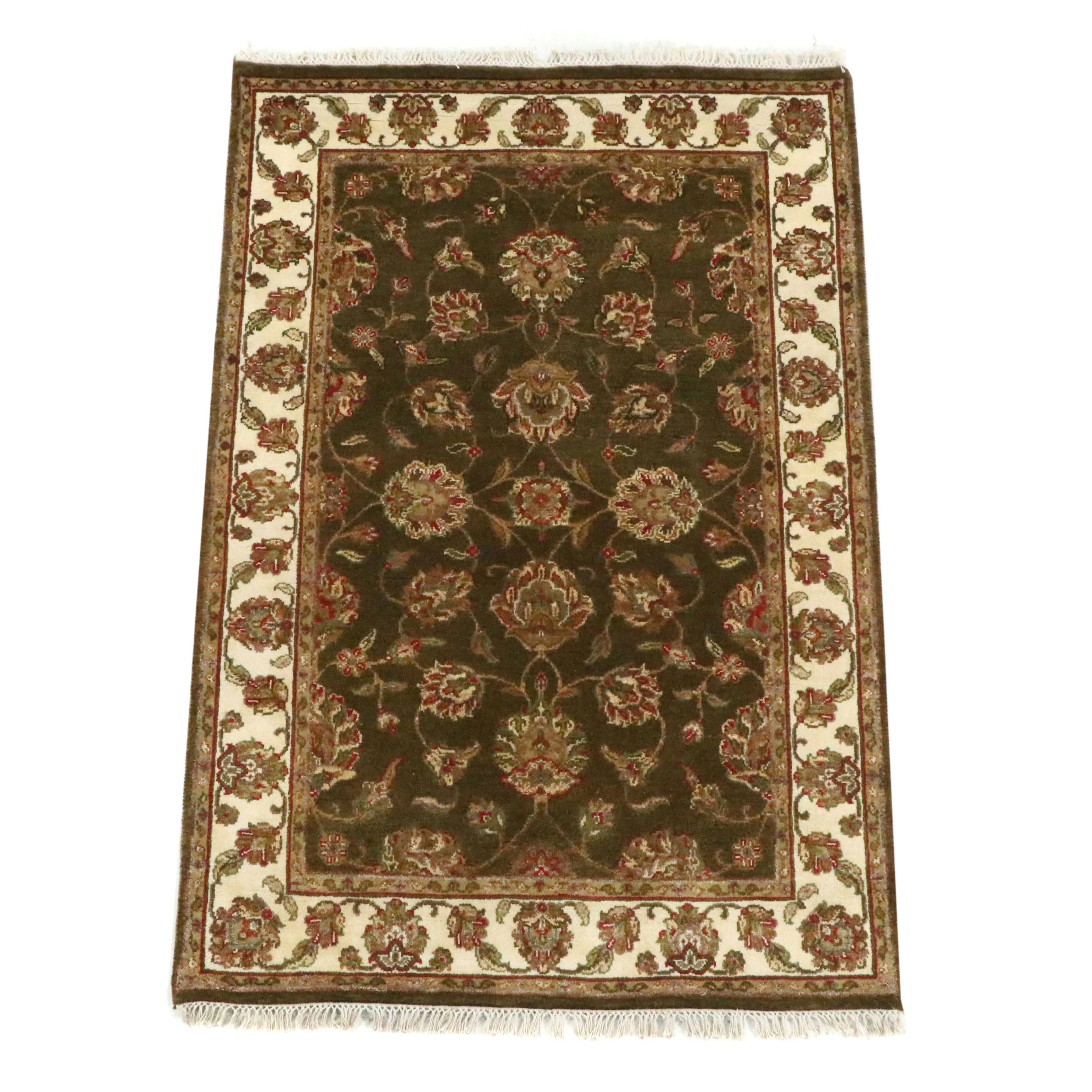 3'11 x 6'3 Hand-Knotted Indian Agra Area Rug