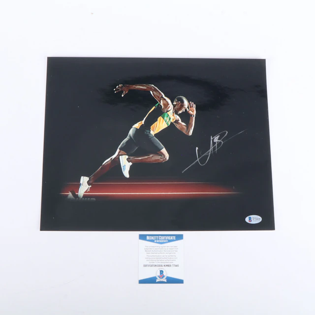 Usain Bolt Signed Olympic Print, Beckett