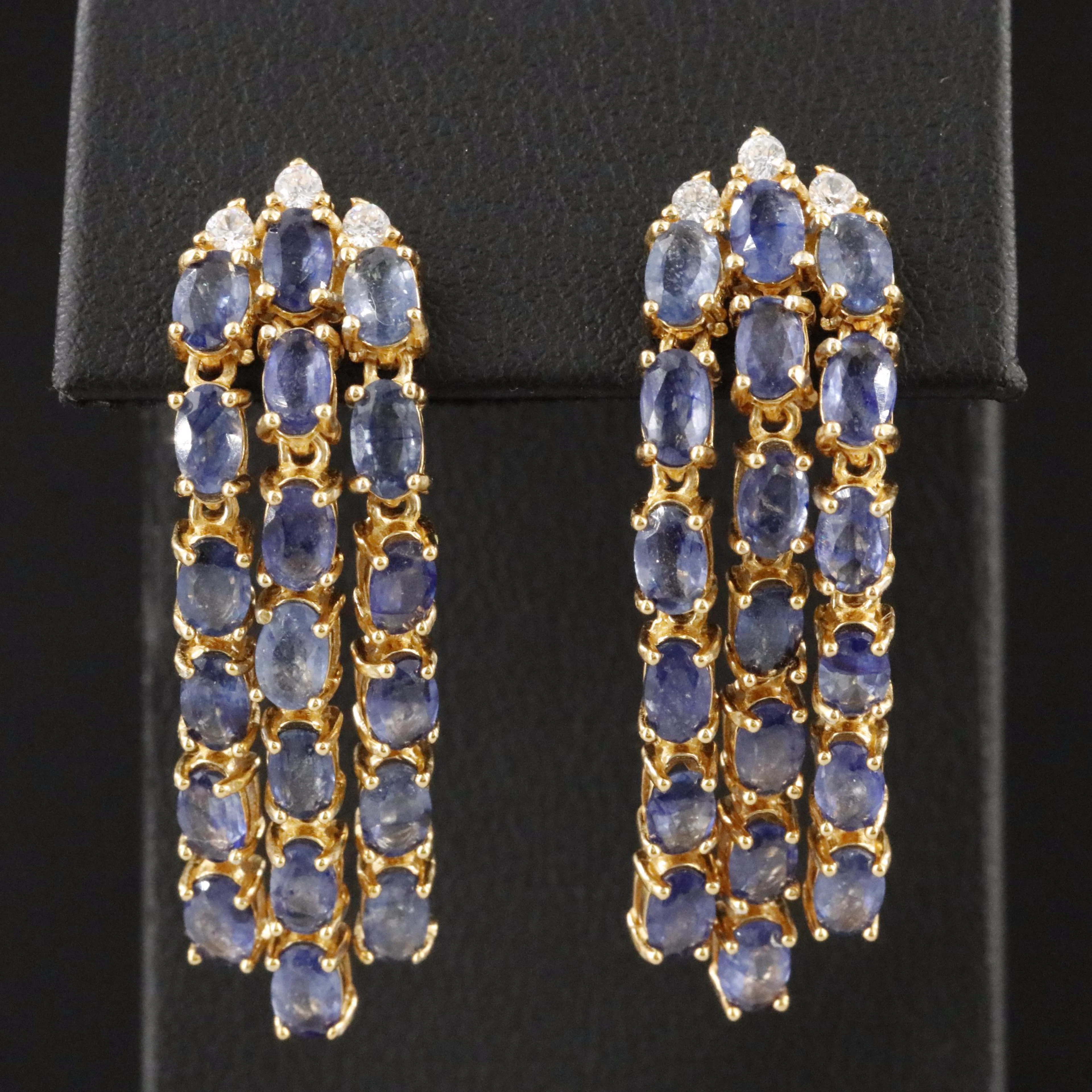 Sterling Kyanite and CZ Earrings
