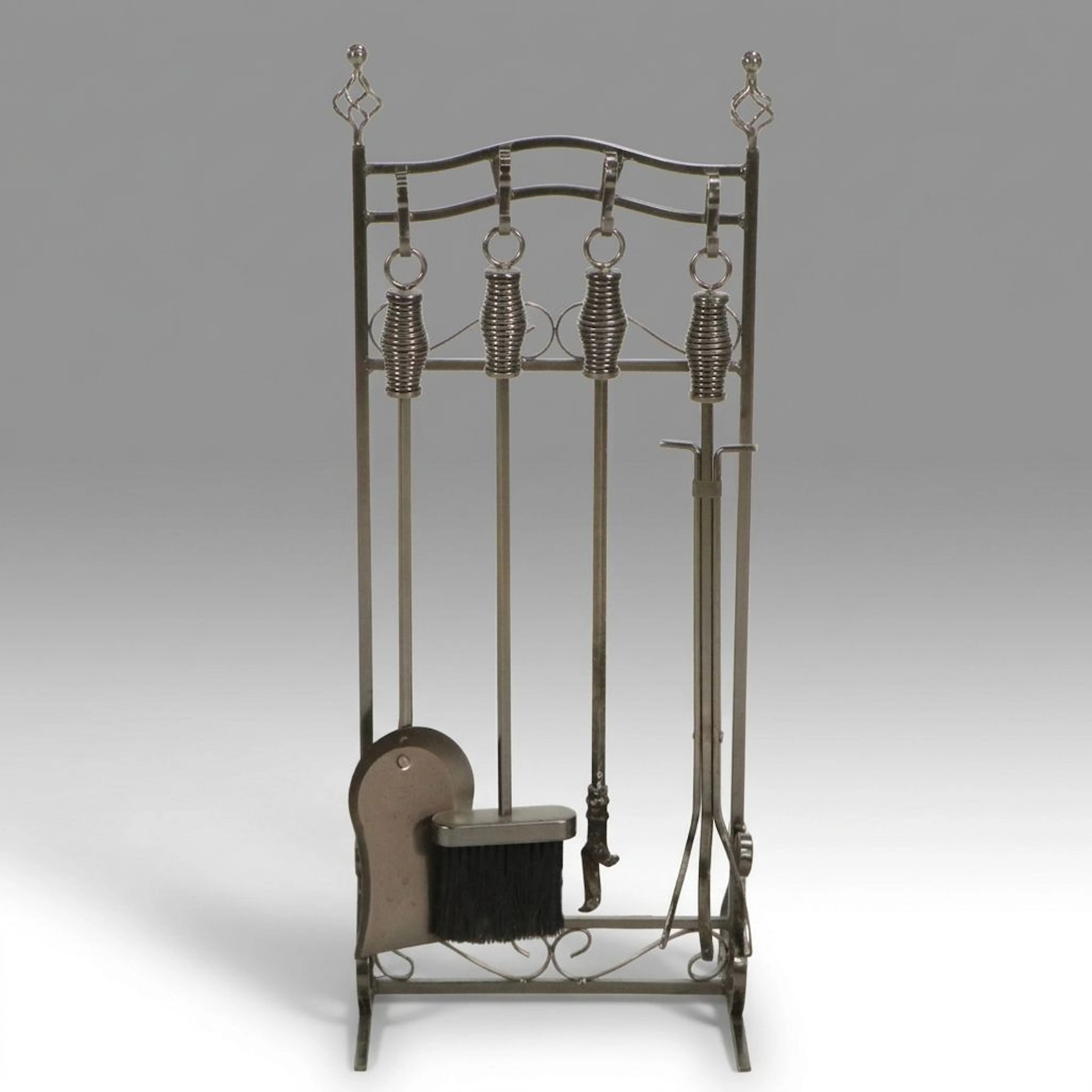 Contemporary Arts & Crafts Style Metal Fireplace Tool Set, 21st Century