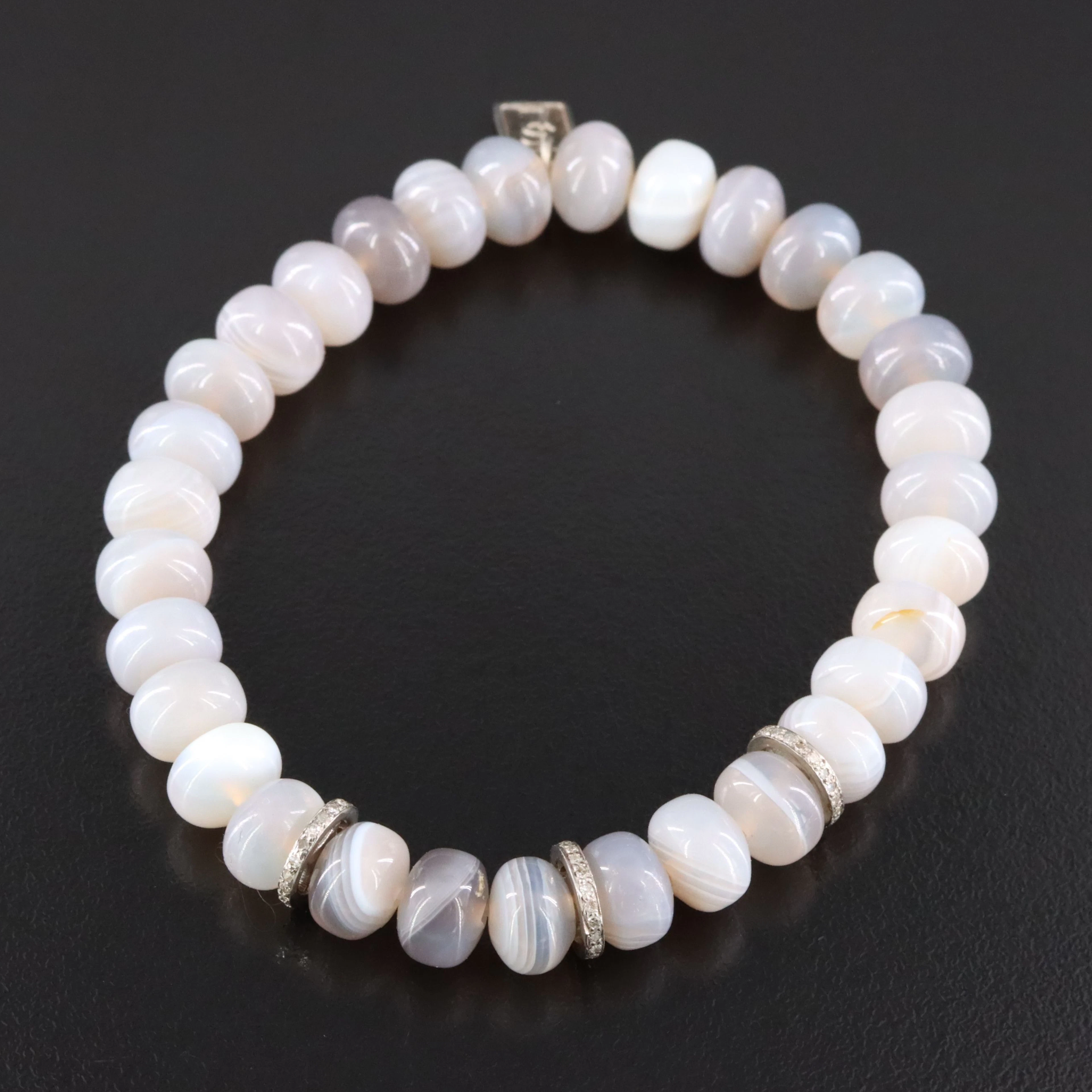 Sheryl Lowe Sterling Agate and Diamond Bracelet