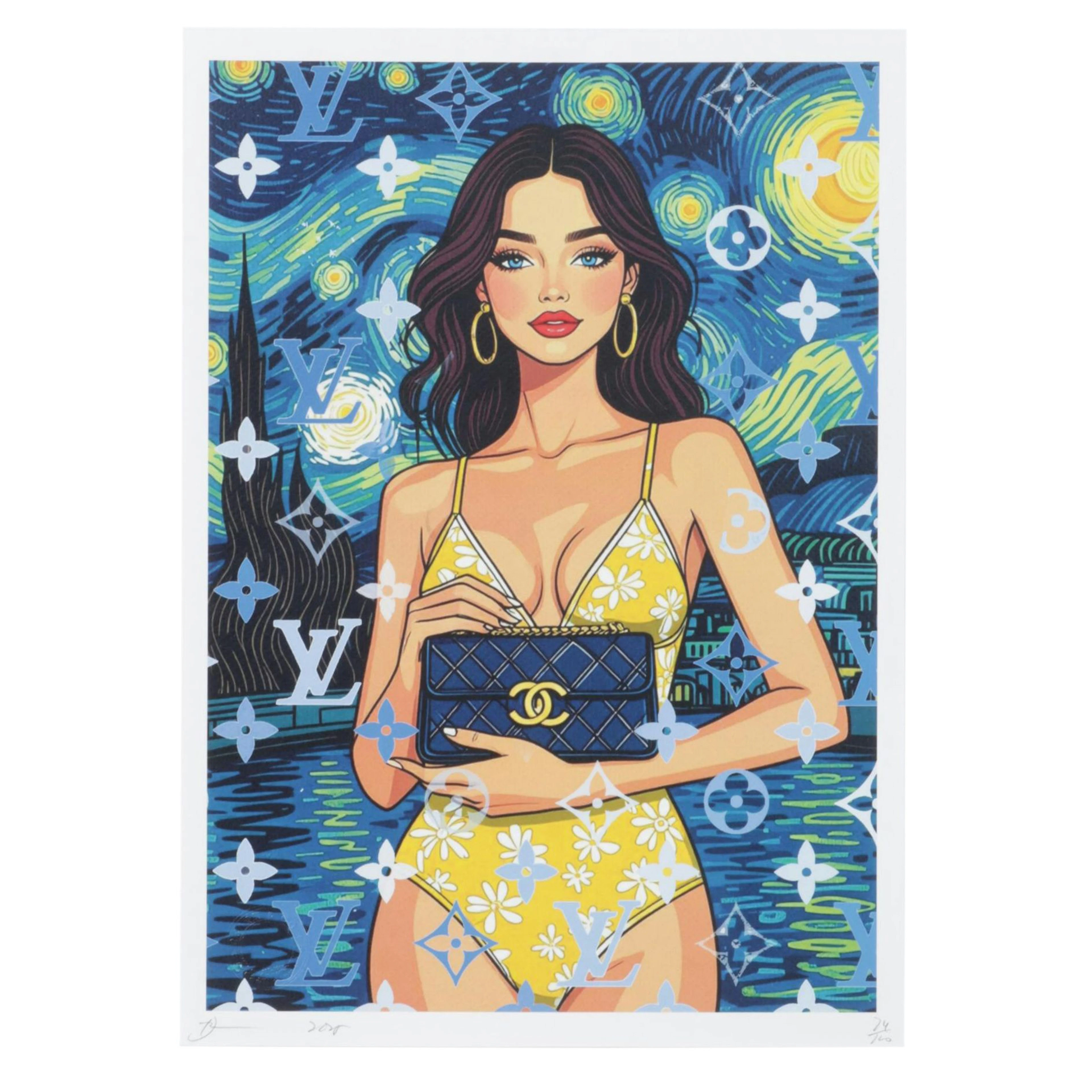Death NYC Pop Art Homage to Van Gogh's Starry Night x Gucci x Chanel, 2025