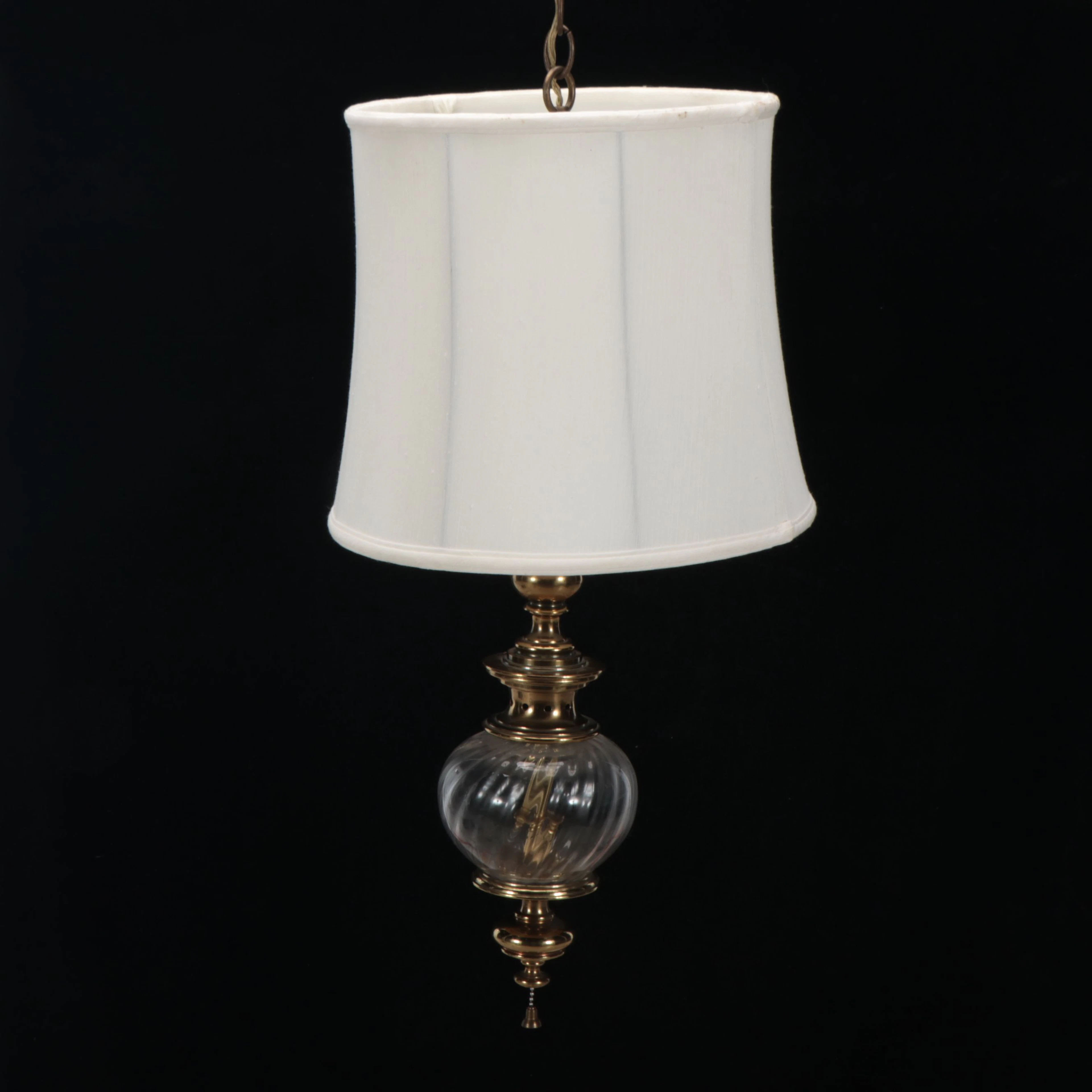 Hollywood Regency Style Brass and Glass Pendant Light