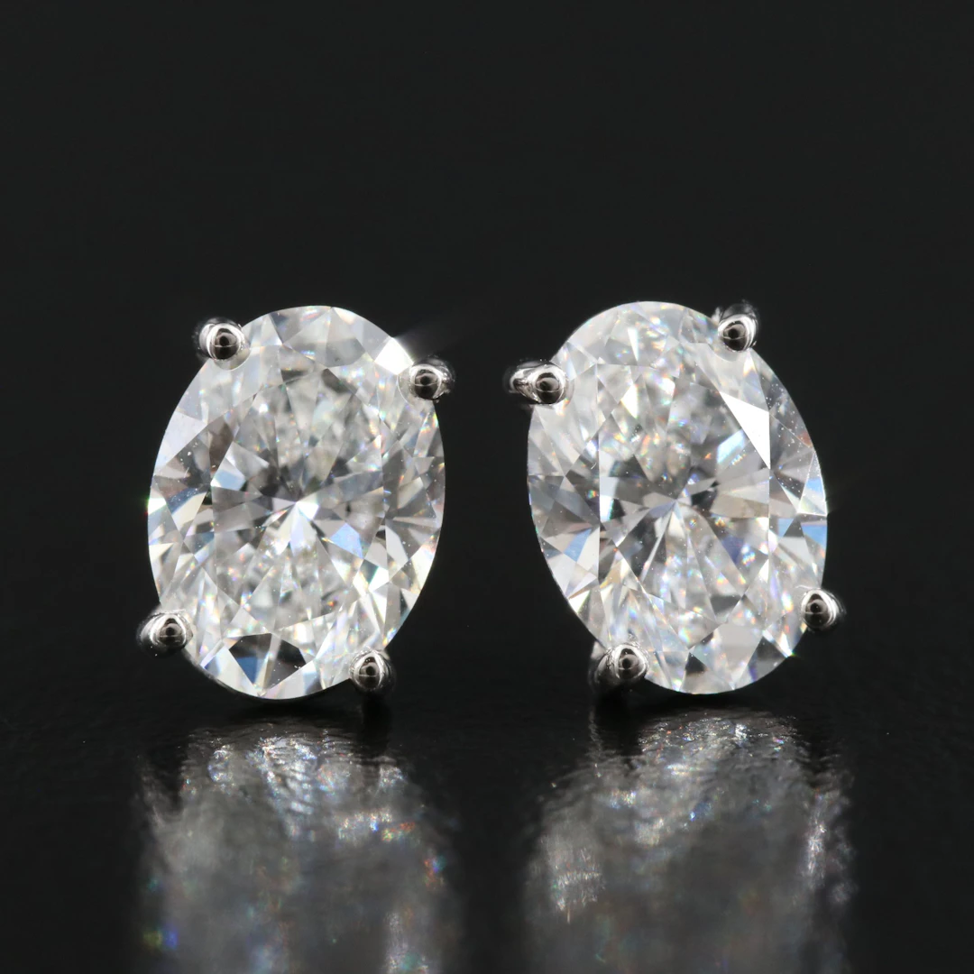 14K 2.10 CTW Lab Grown Diamond Solitaire Earrings with IGI Reports