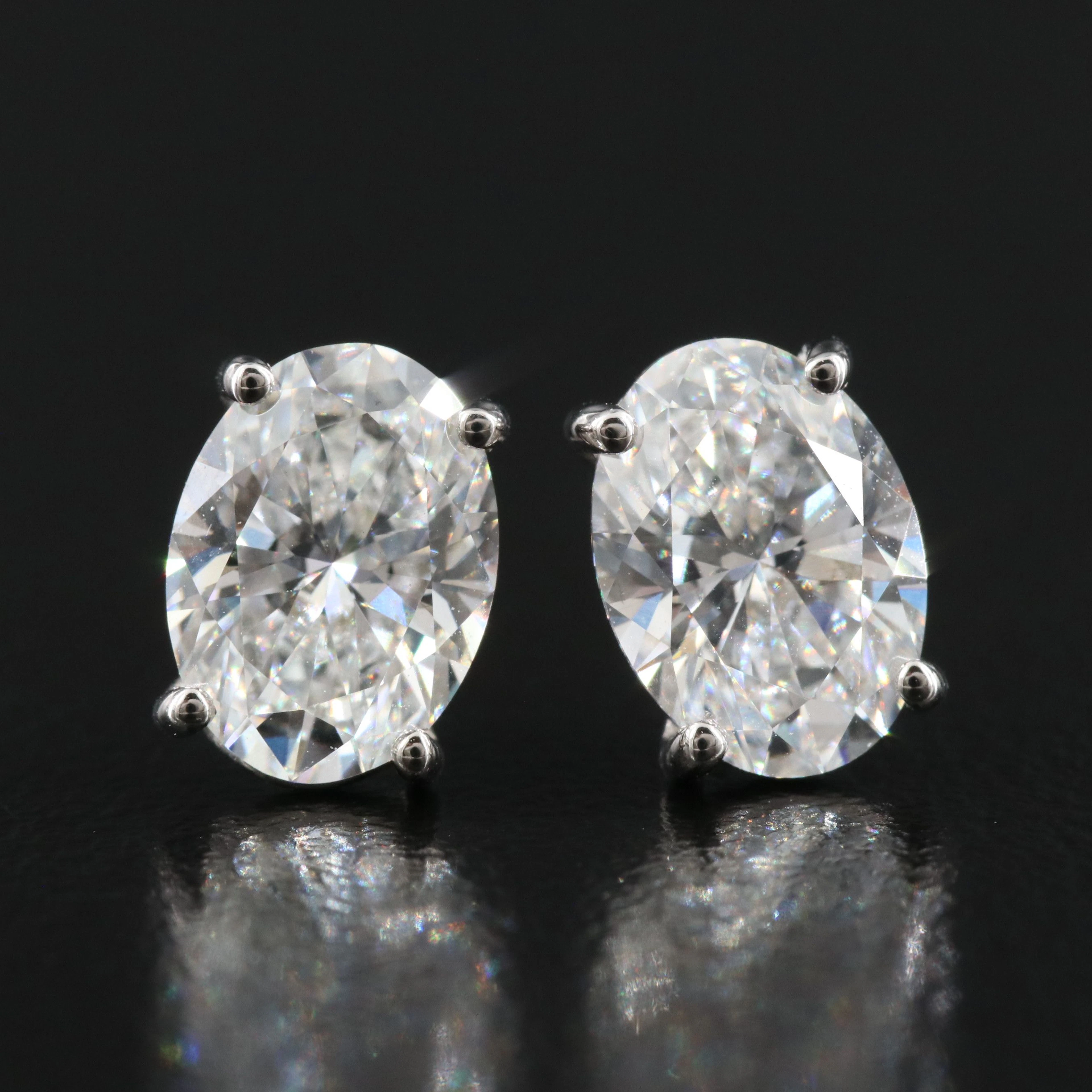 14K 2.10 CTW Lab Grown Diamond Solitaire Earrings with IGI Reports
