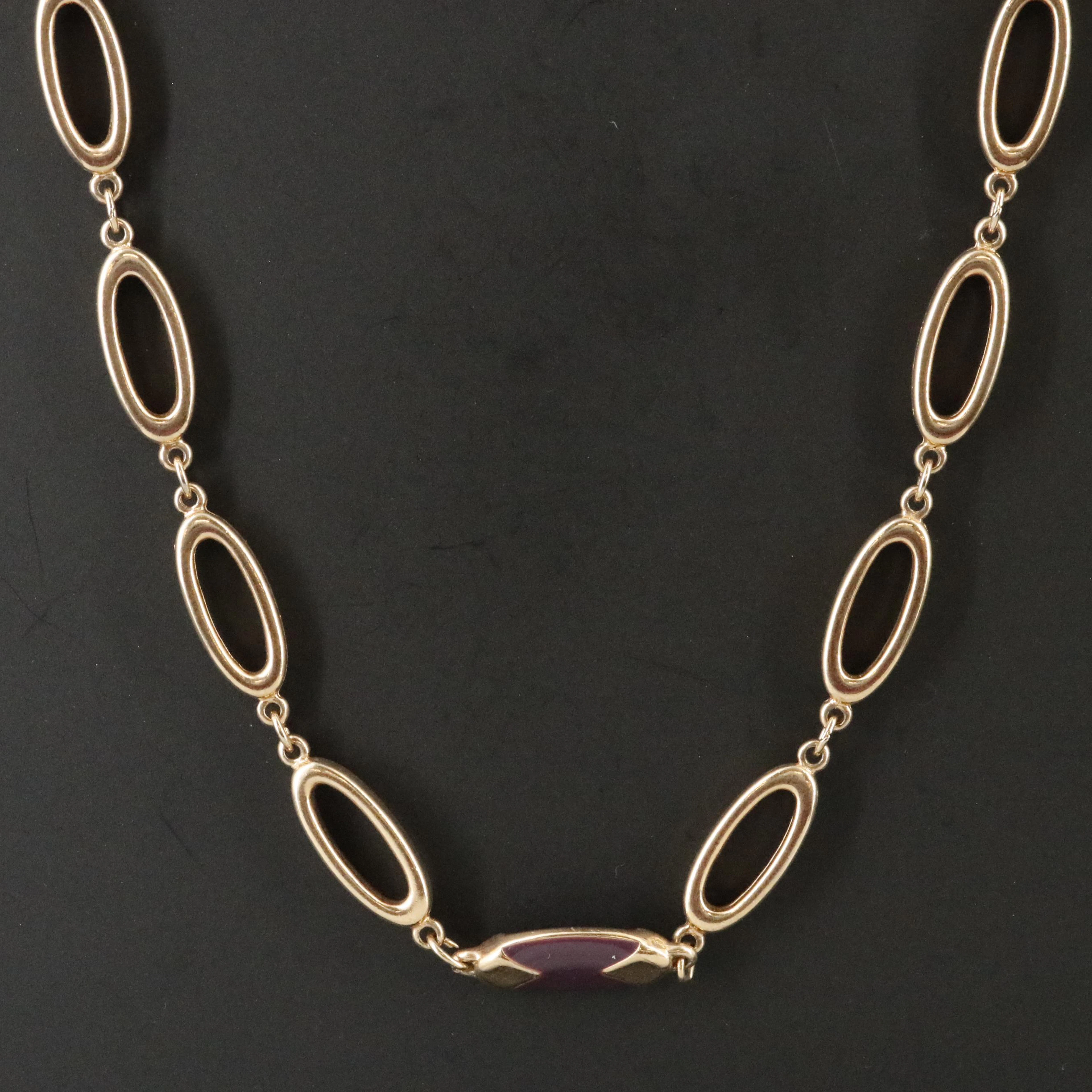 Jones New York Oval Link Necklace with Enameled Stations
