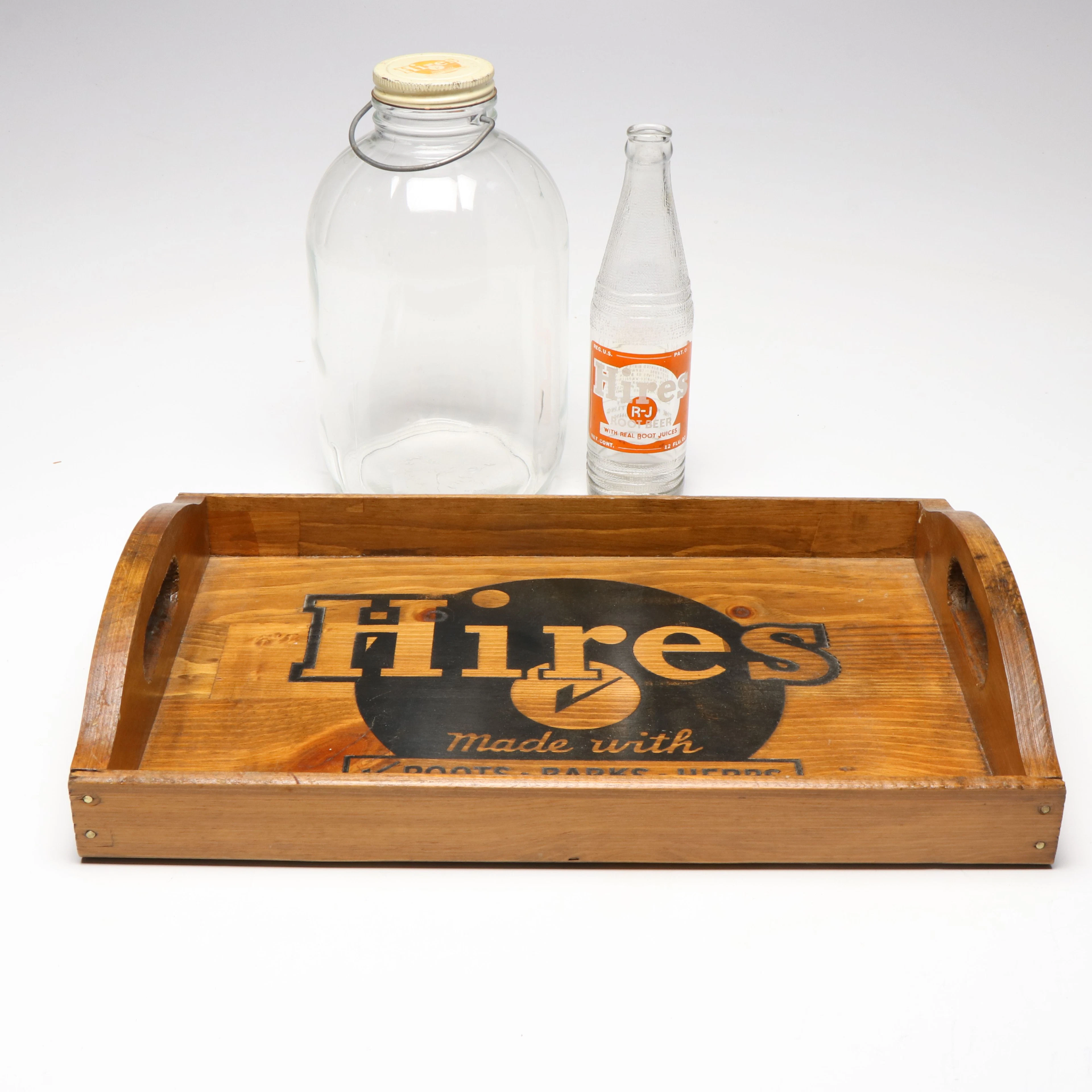 Hires Root Beer Tray with Hires R-J Root Beer Bottle, and Canister