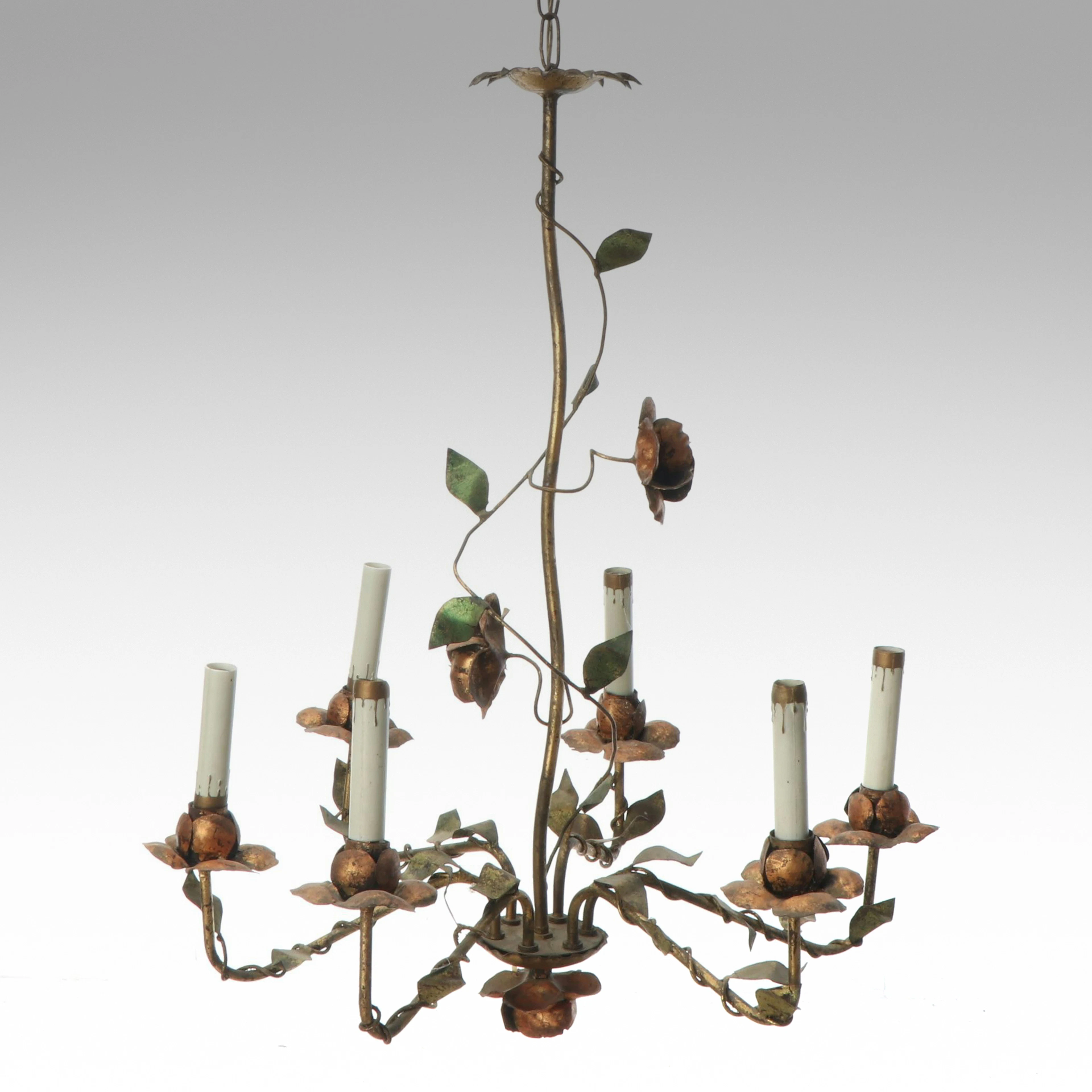 Italianate Style Bronzed Metal Six-Arm Chandelier