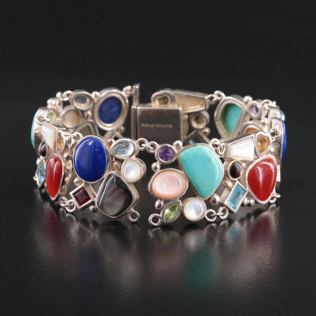 Sterling Multistone Panel Bracelet