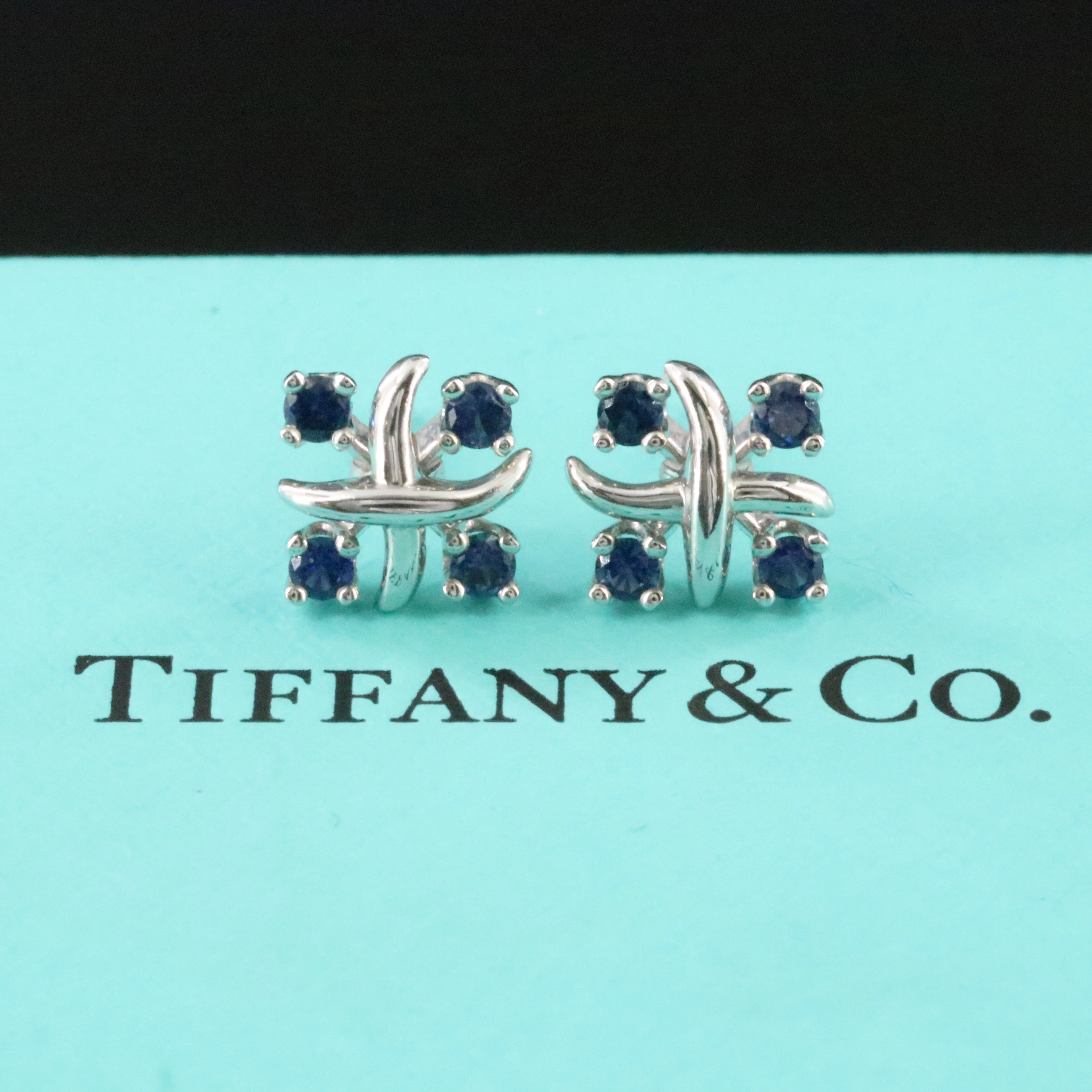 Tiffany & Co. Jean Schlumberger Lynn Sapphire Platinum Earrings