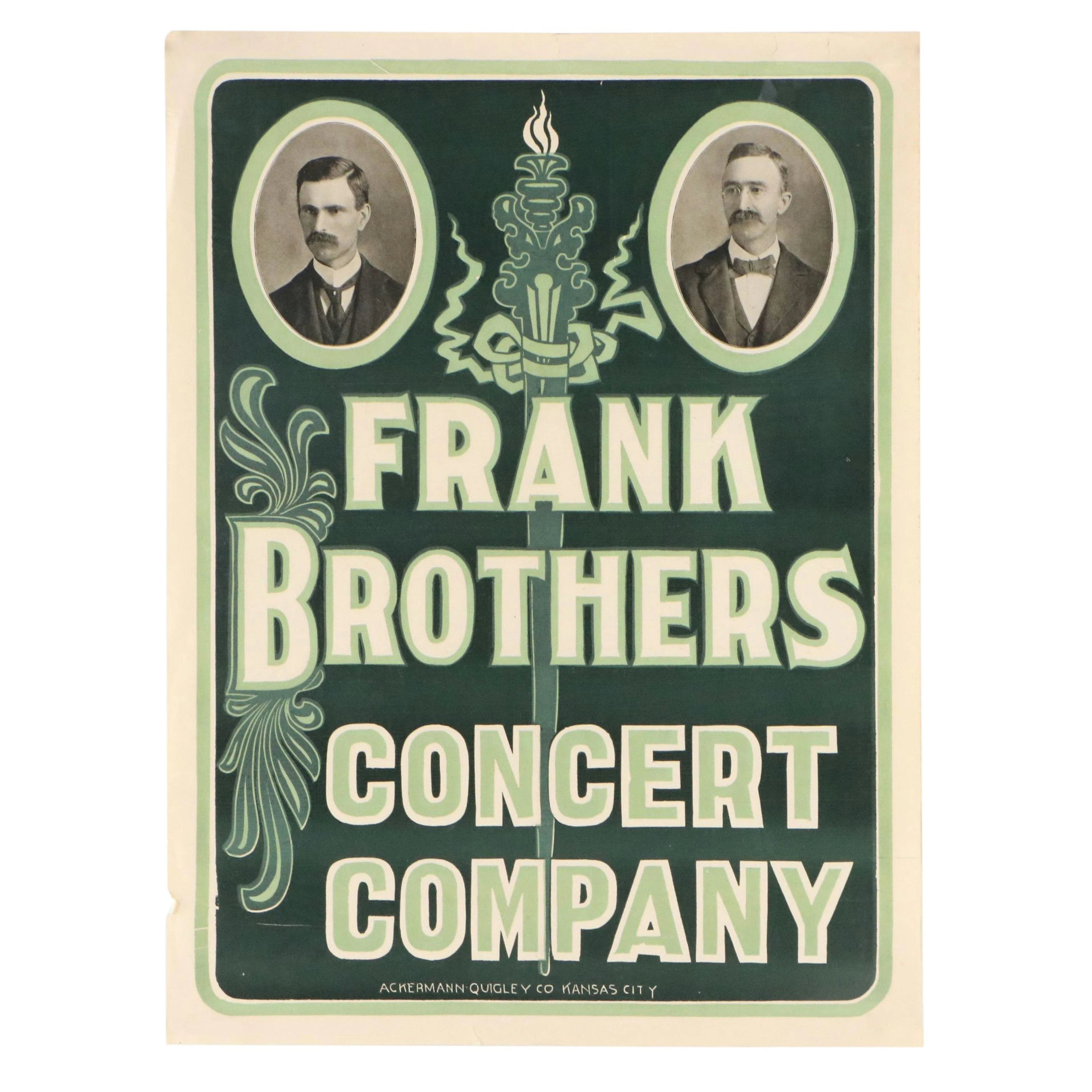Circa 1895 "Frank Brothers Concert Company" Block Printed Poster