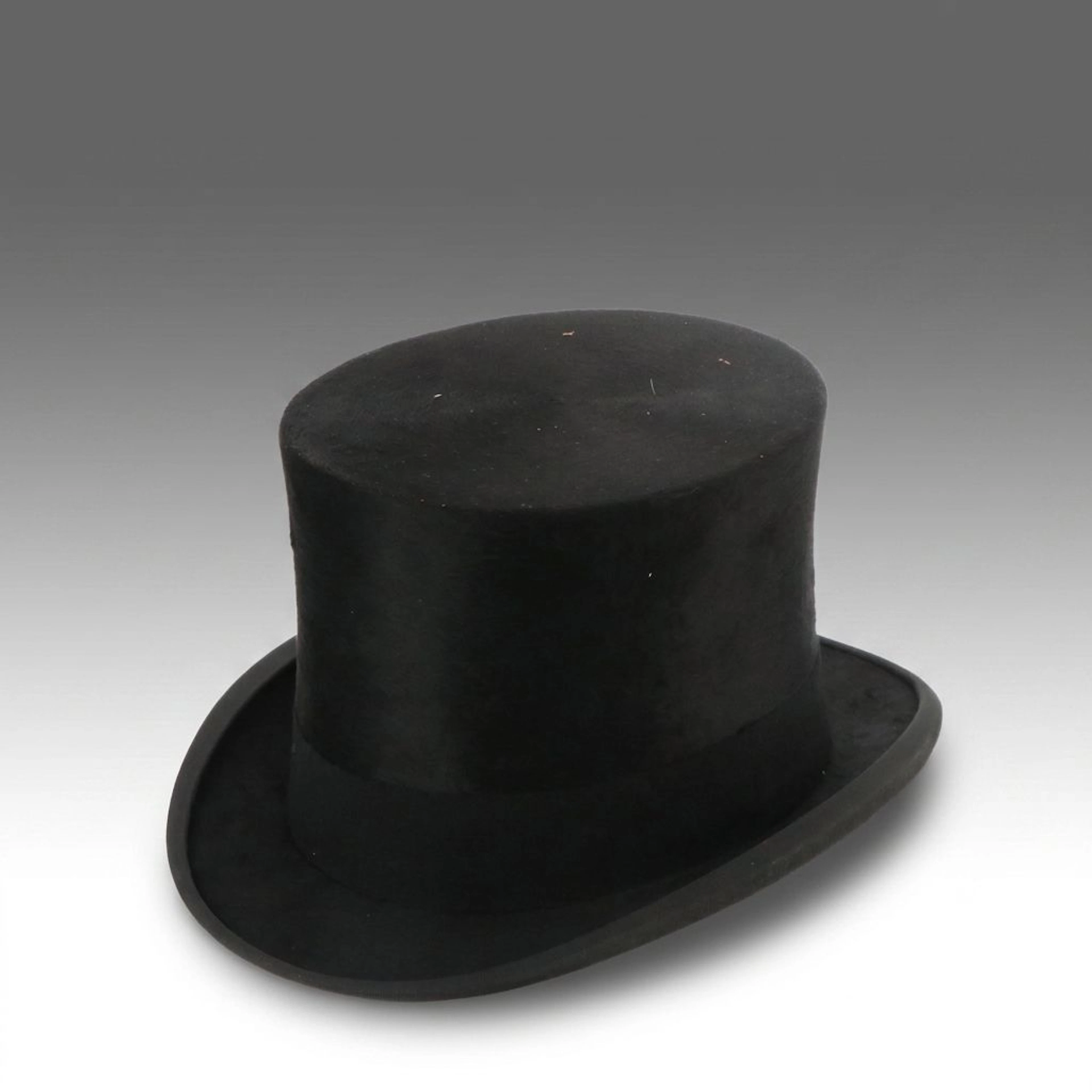Antique Joshua Turner Silk Plush Top Hat with Leather Travel Case