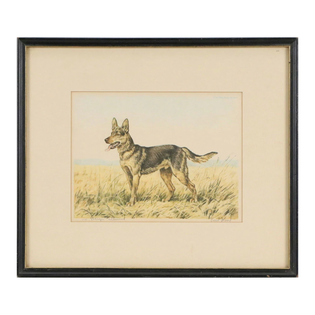 Paul Wood Etching à la Poupée "Berger Allemand," Early 20th Century