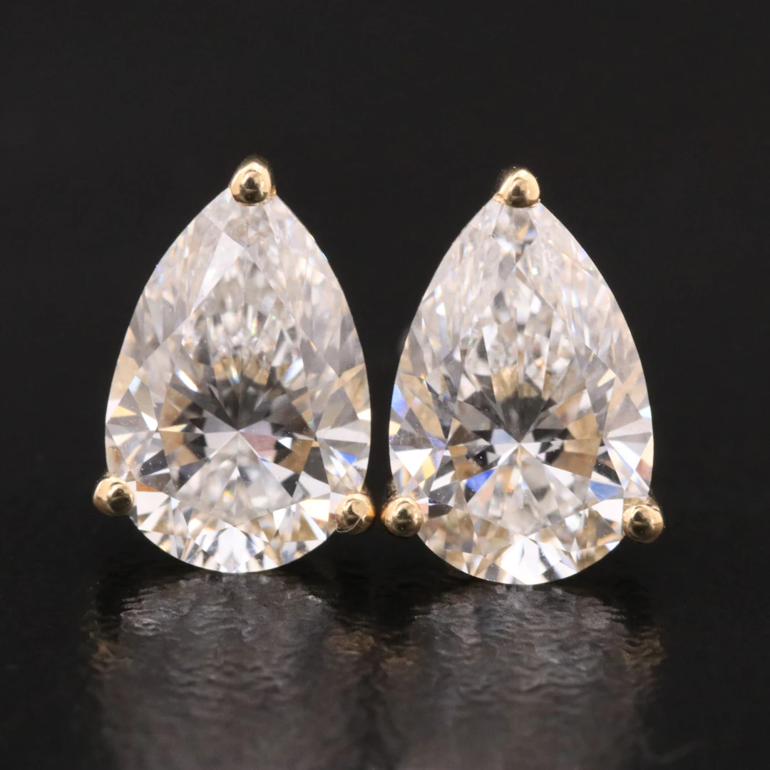 14K 2.94 CTW Lab Grown Diamond Solitaire Earrings with IGI Reports