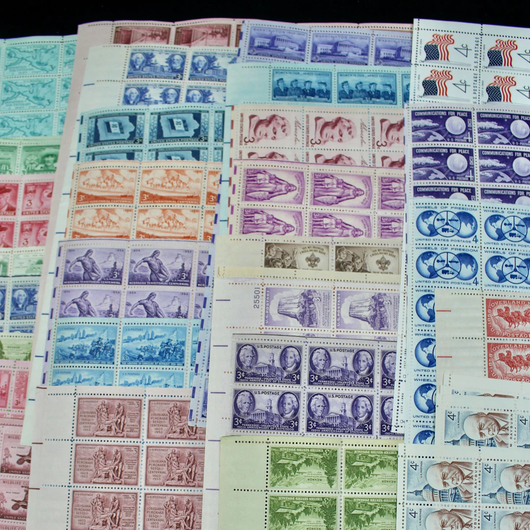 115 U.S. Postage Stamp Sheets, 1940s-1960s
