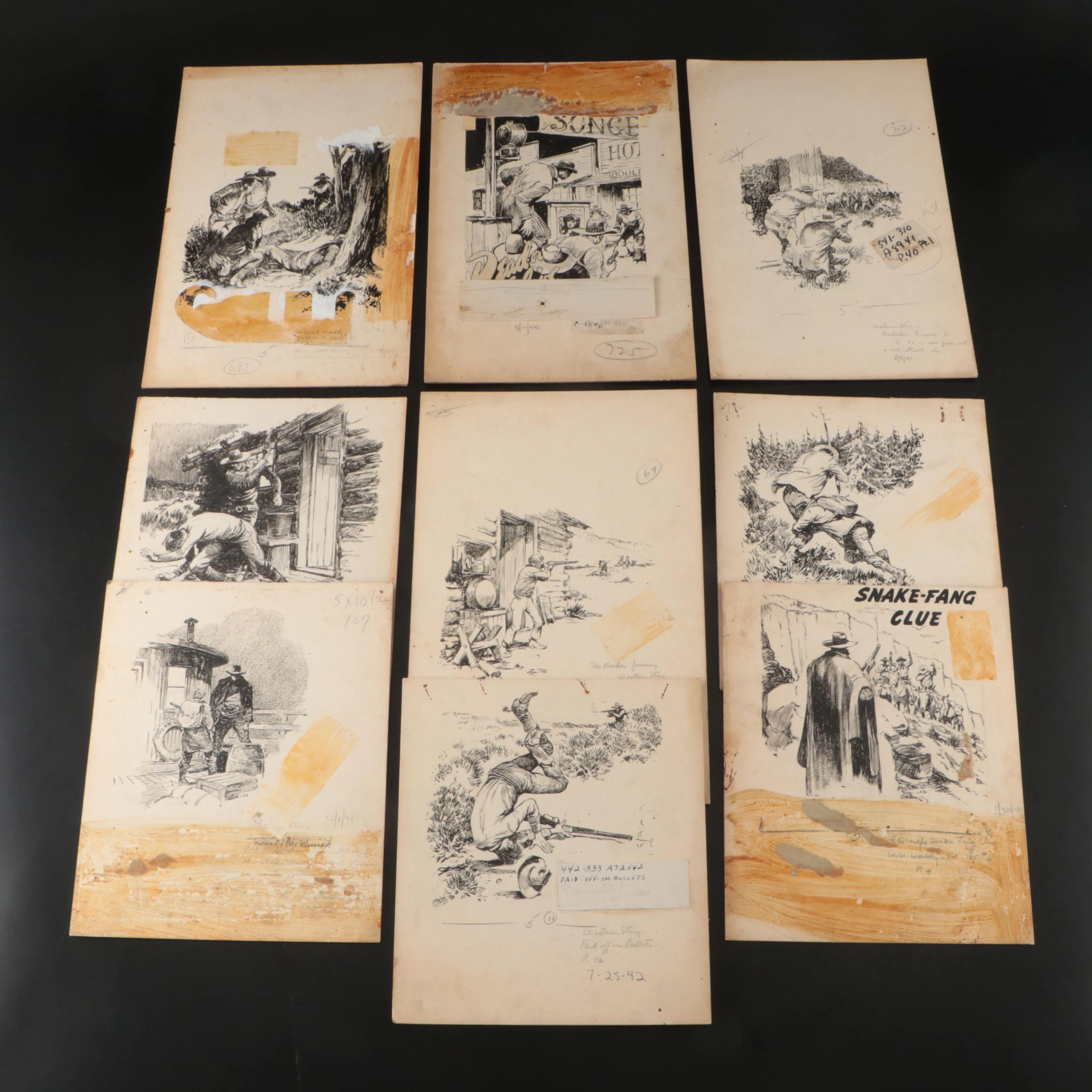 Lorence F. Bjorklund Pulp Art Illustrations in Western Genre Fiction