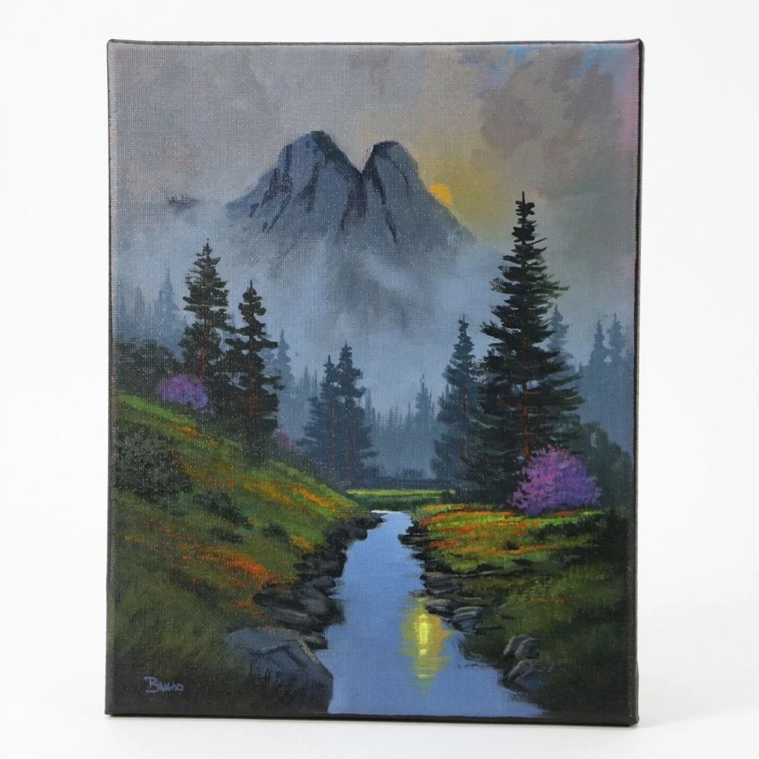 Douglas "Bumo" Johnpeer Acrylic Misty Mountain Spring Landscape, 2026