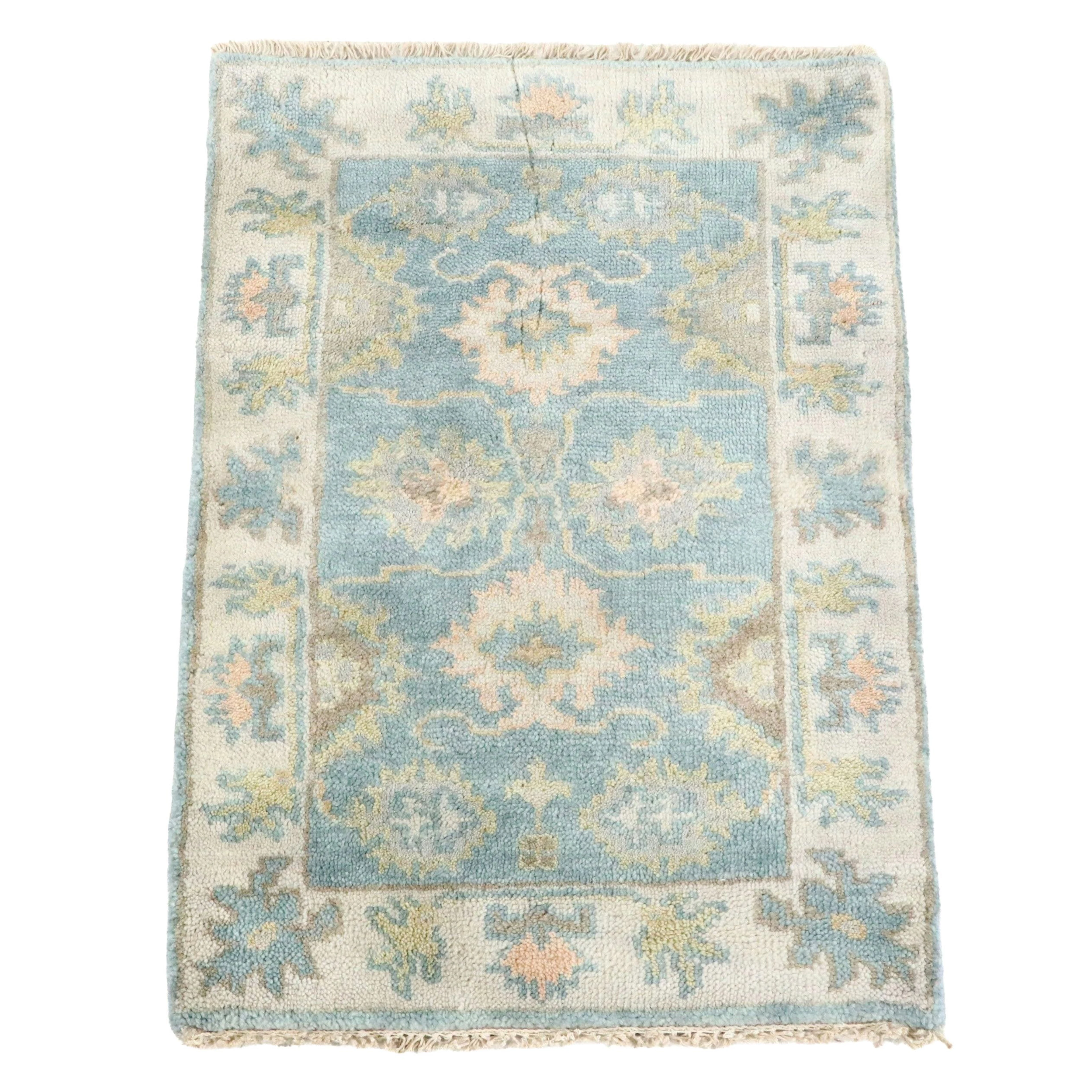 2'2 x 3'2 Hand-Knotted Indo-Turkish Oushak Accent Rug